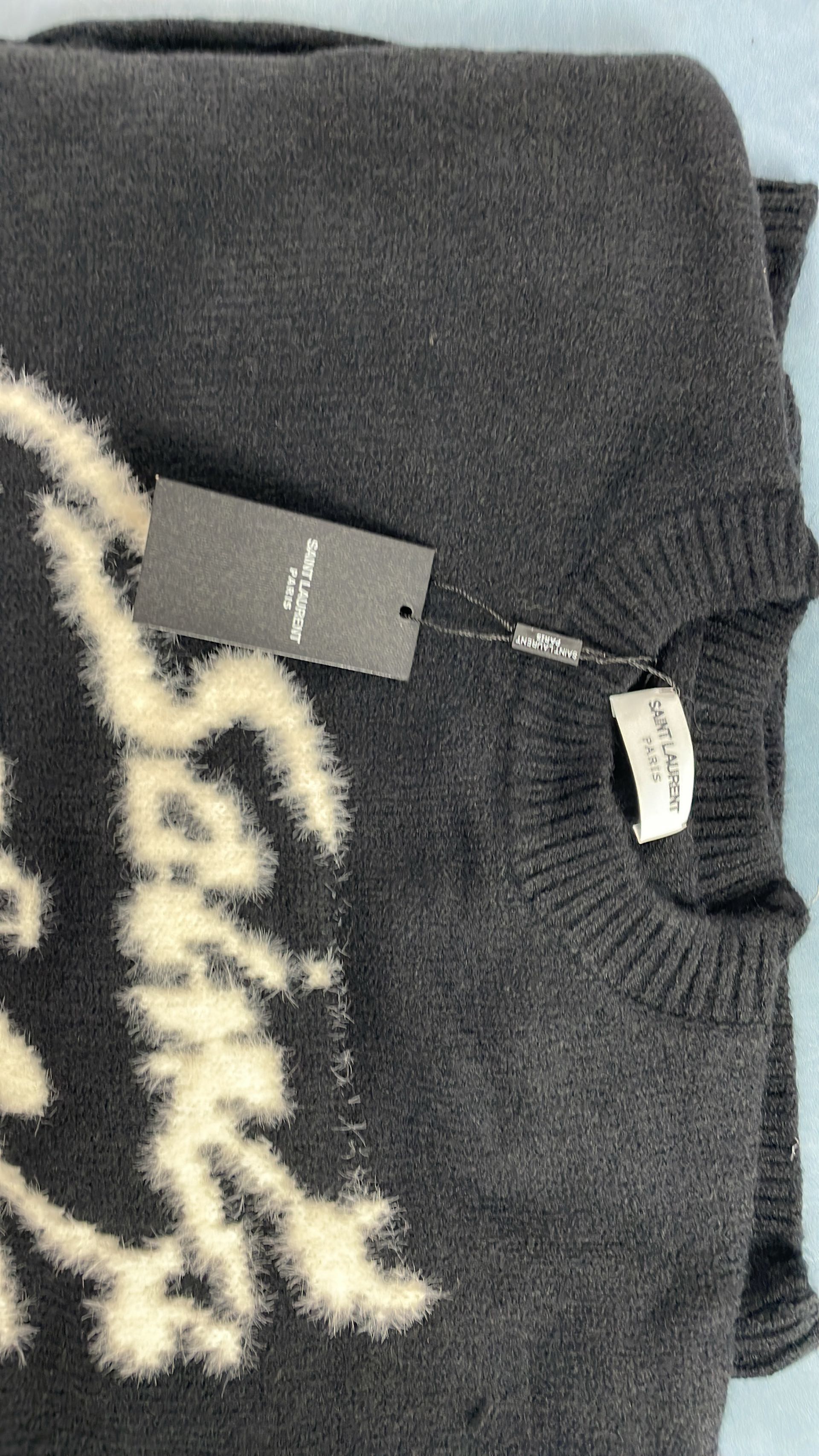 Saint Laurent Black Knit Sweater with Logo