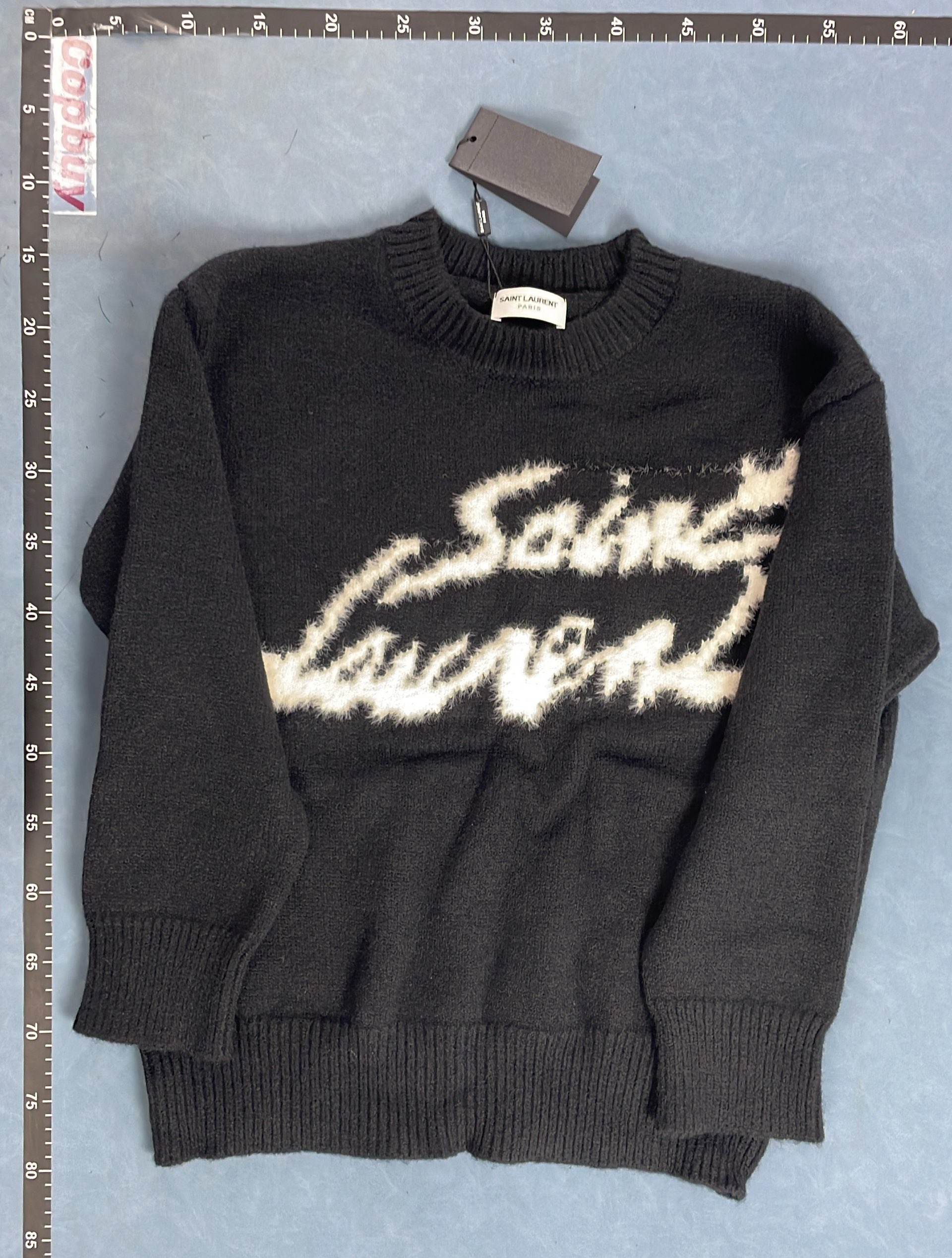 Saint Laurent Black Knit Sweater with Logo
