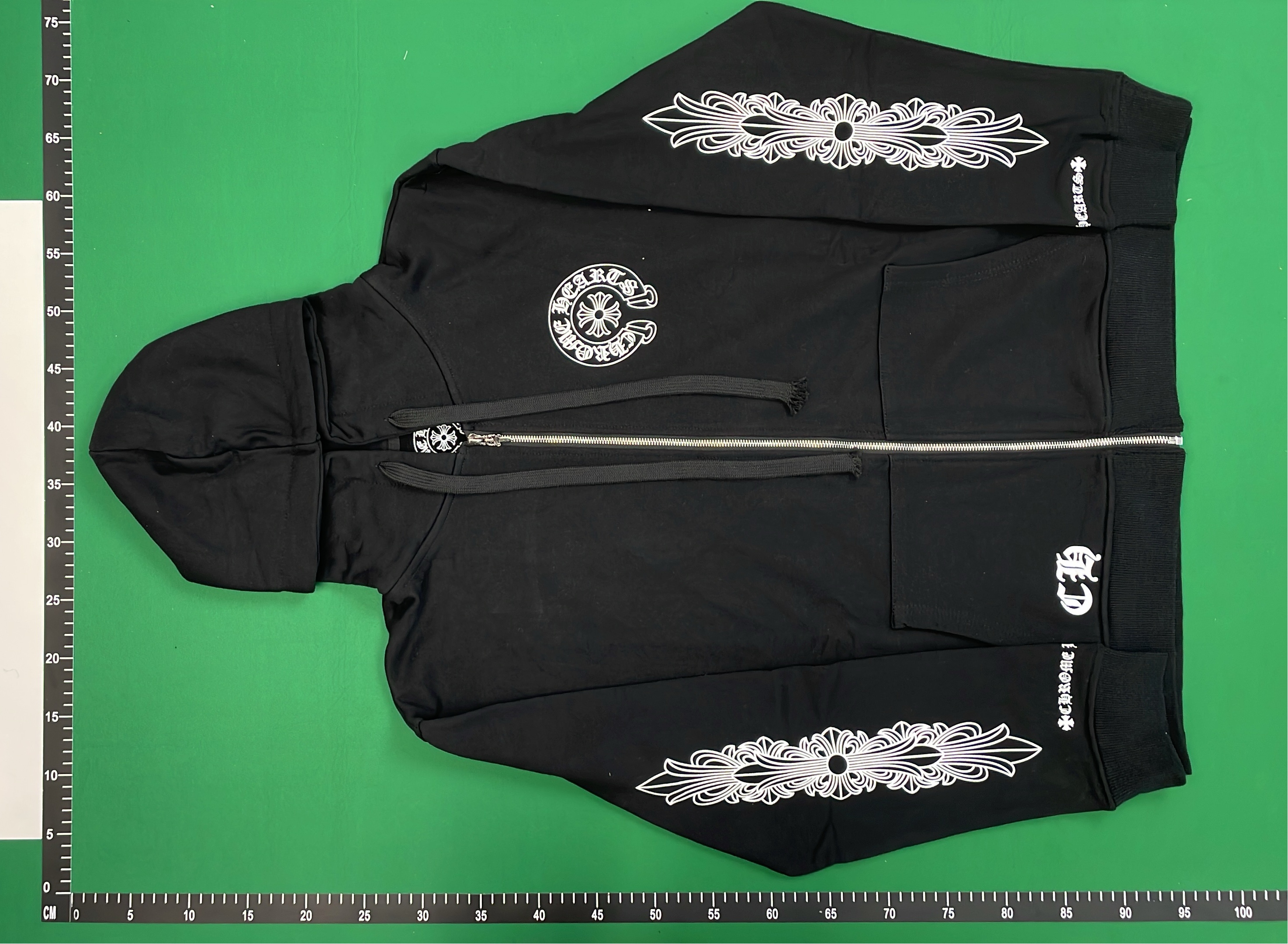Chrome Hearts Black Zip-Up Hoodie with Embroidered Logo