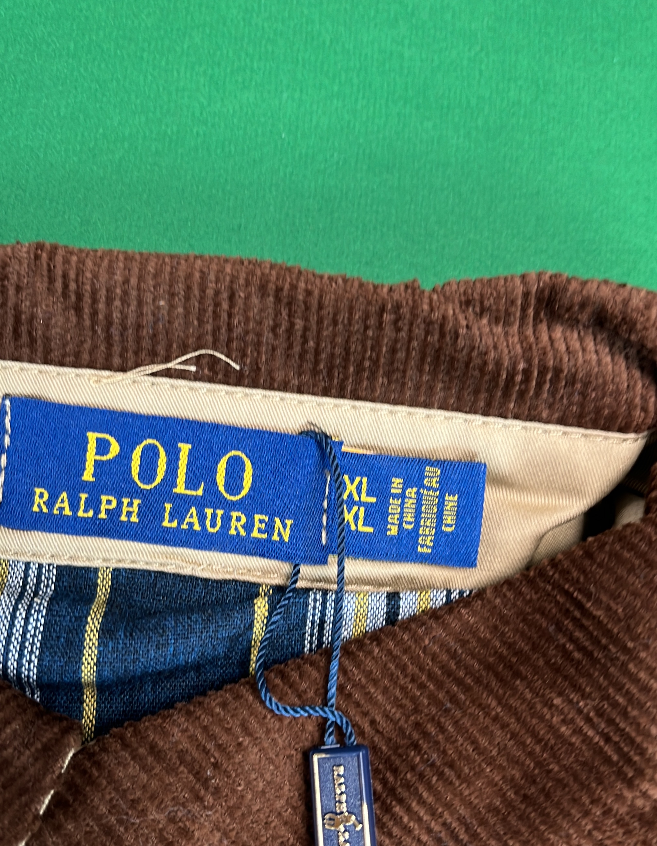 Beige Zip-Up Bomber Jacket with Brown Corduroy Collar