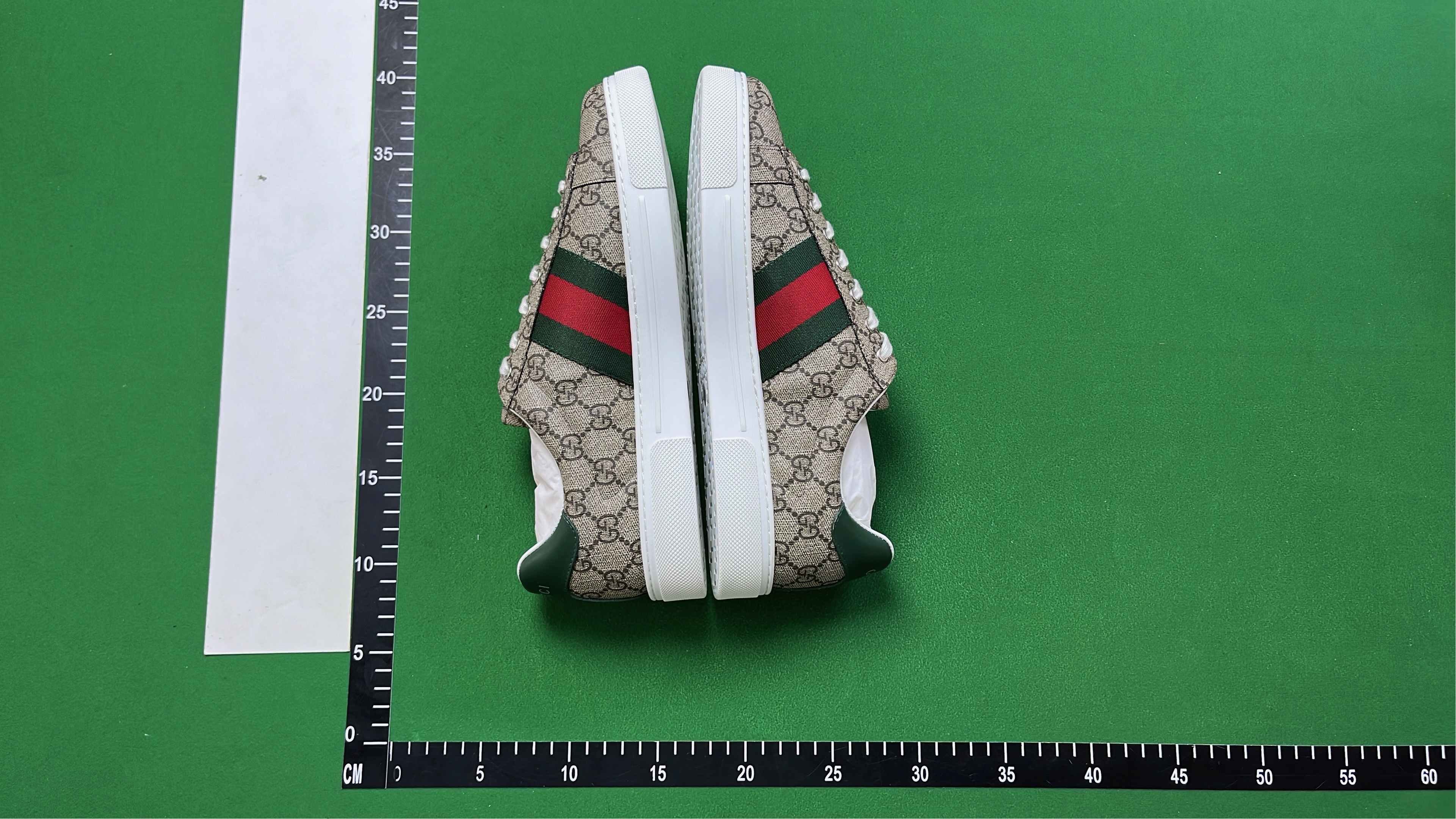 White Gucci Ace Sneakers with Green Red Stripe