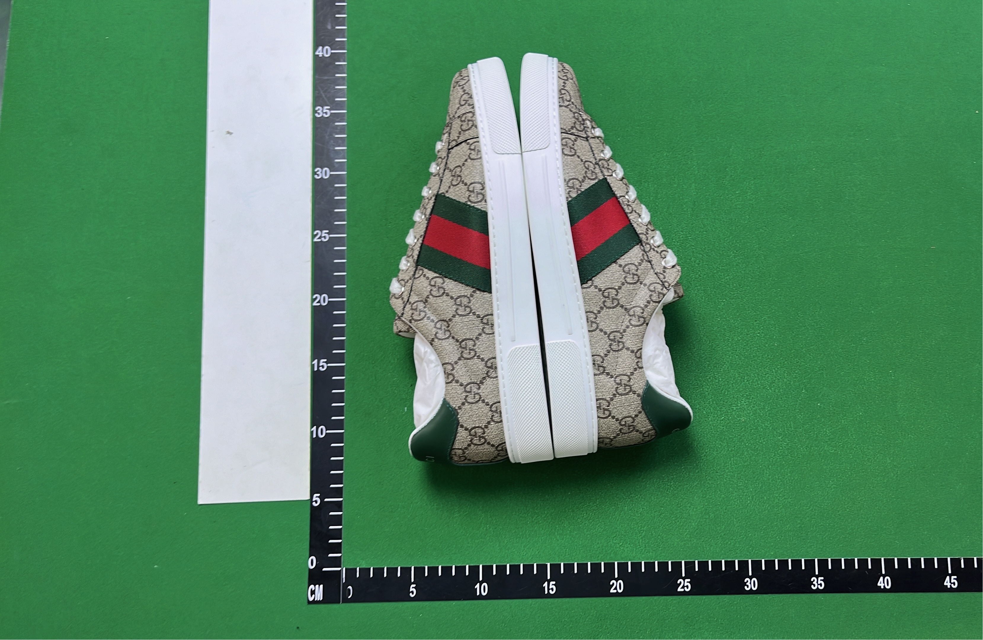 White Gucci Ace Sneakers with Green Red Stripe