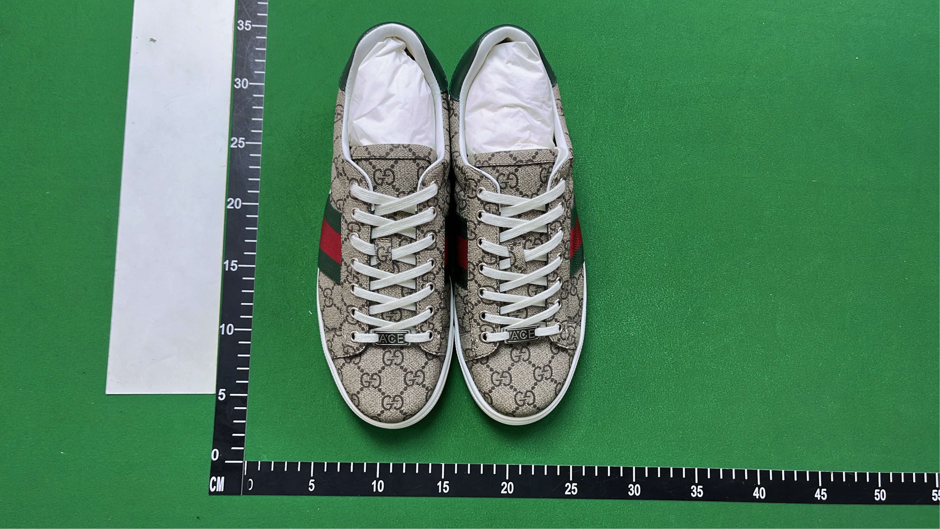White Gucci Ace Sneakers with Green Red Stripe