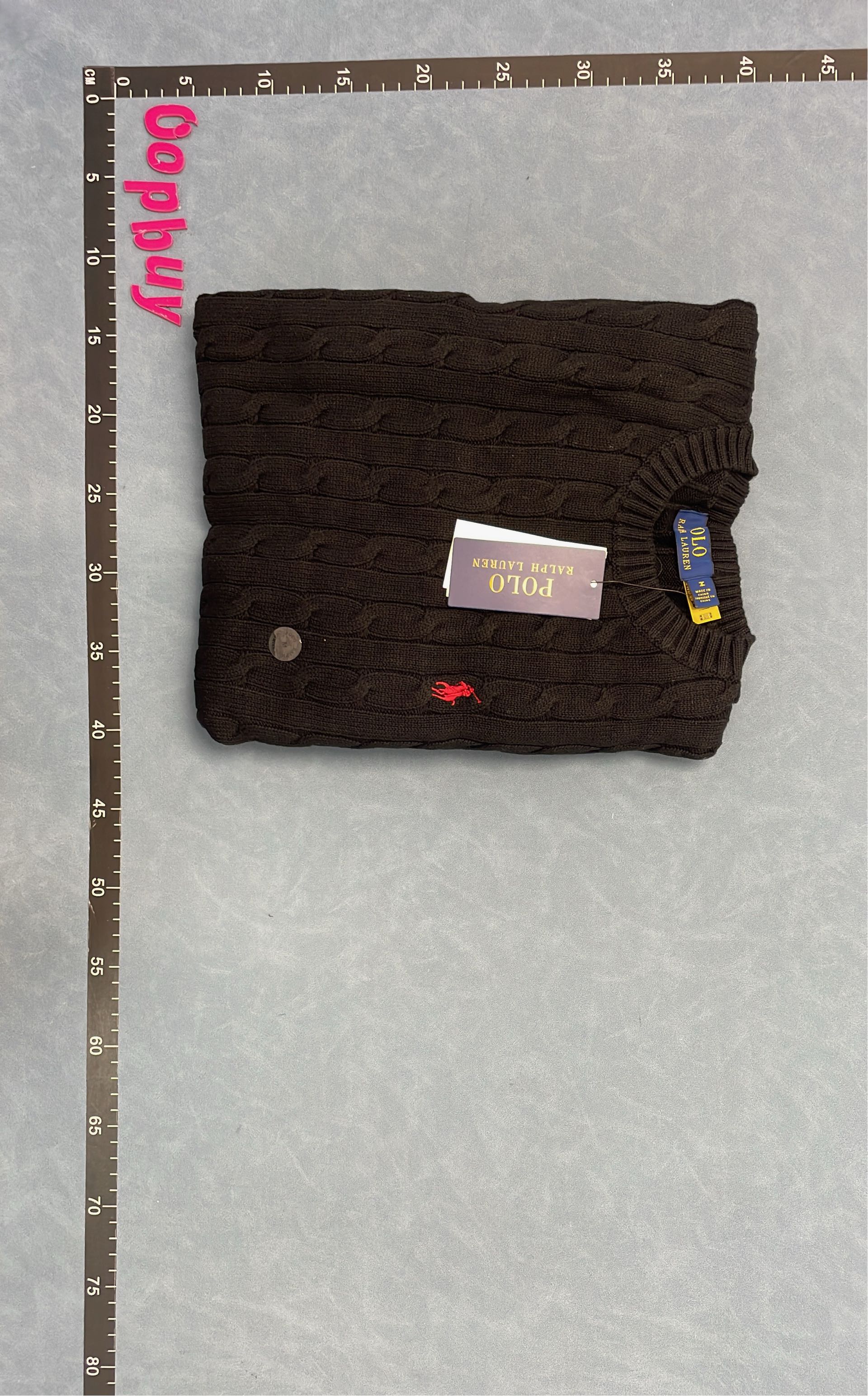 Men's Cable Knit Sweater with Pony Logo