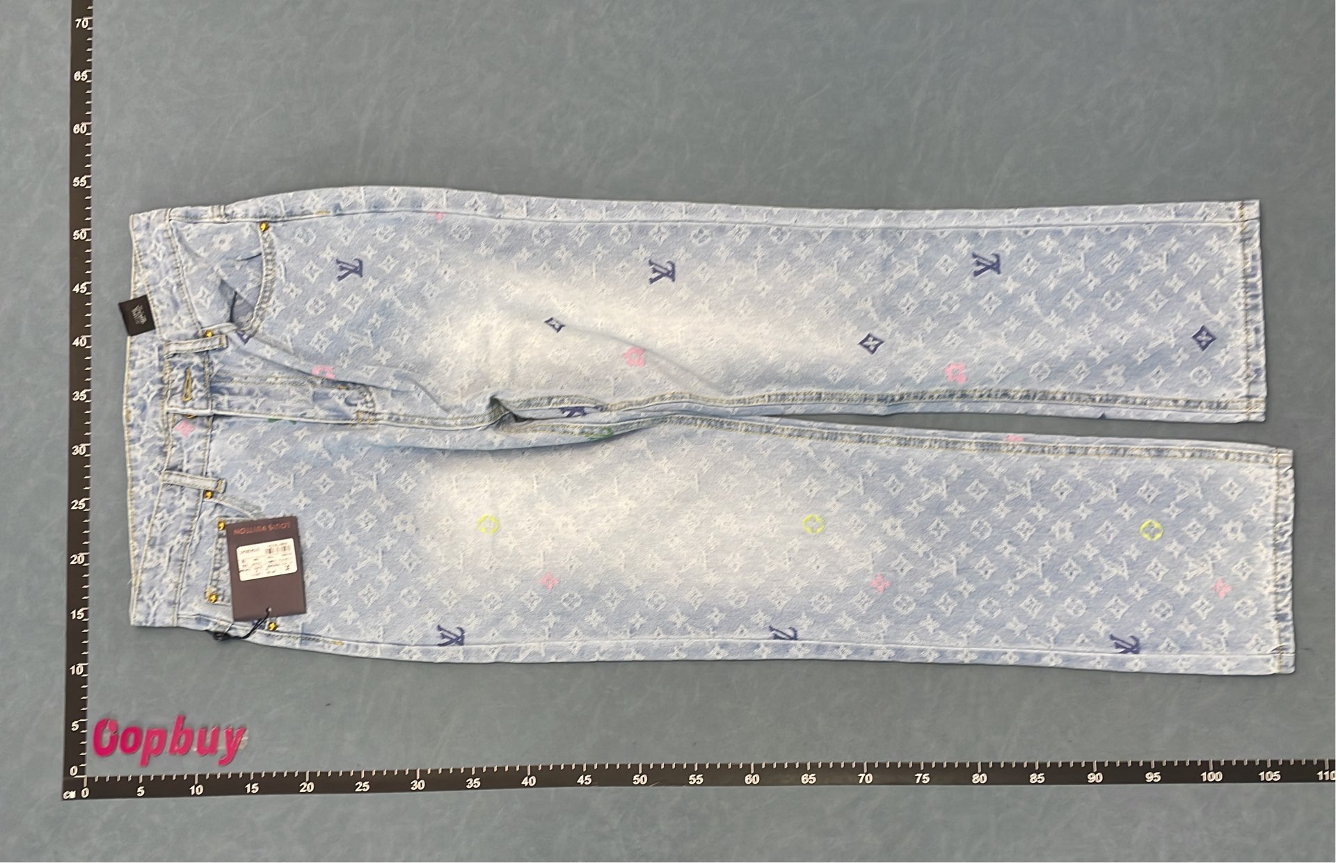 LV Monogram Denim Pants with Colorful Embroidery