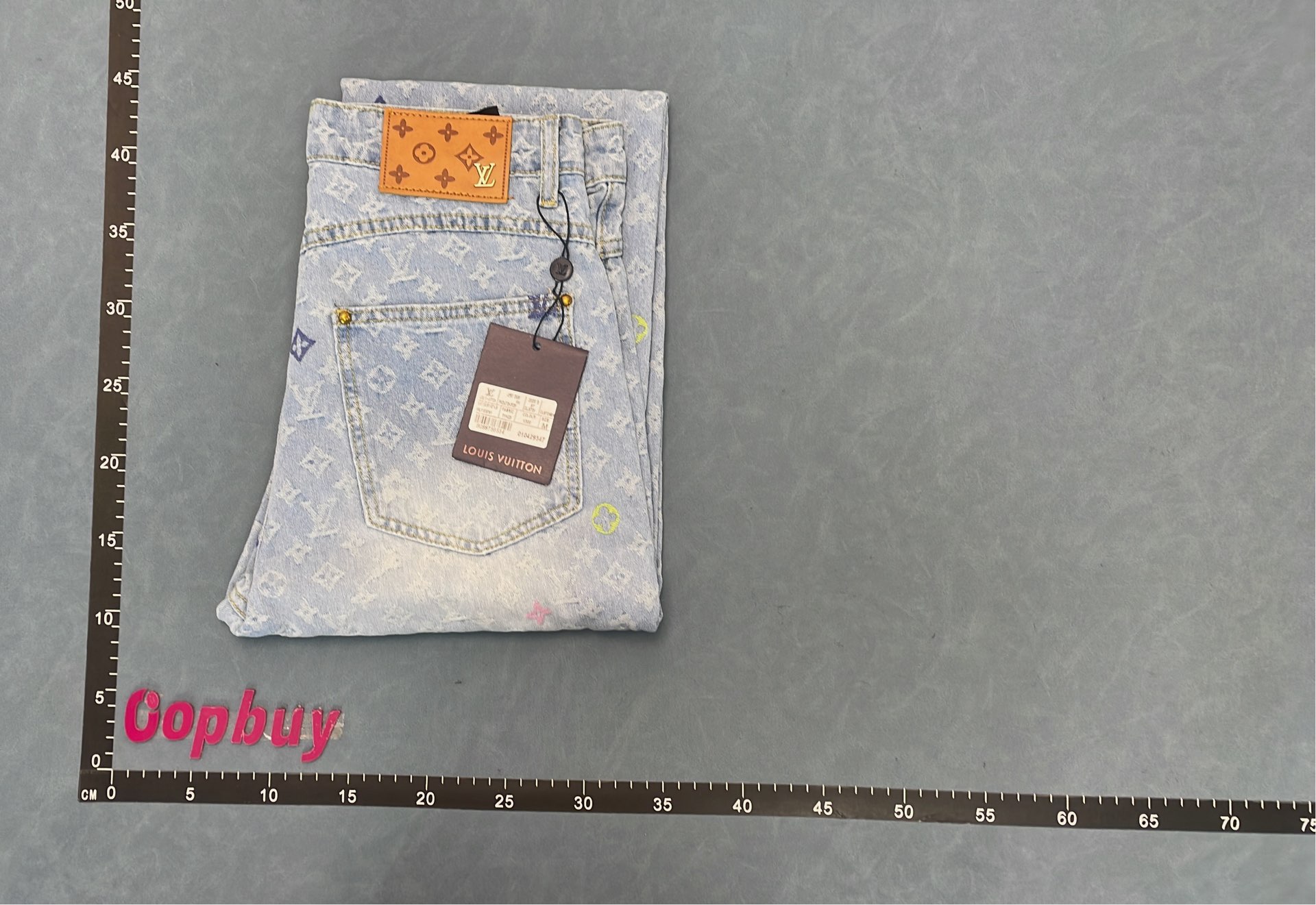 LV Monogram Denim Pants with Colorful Embroidery