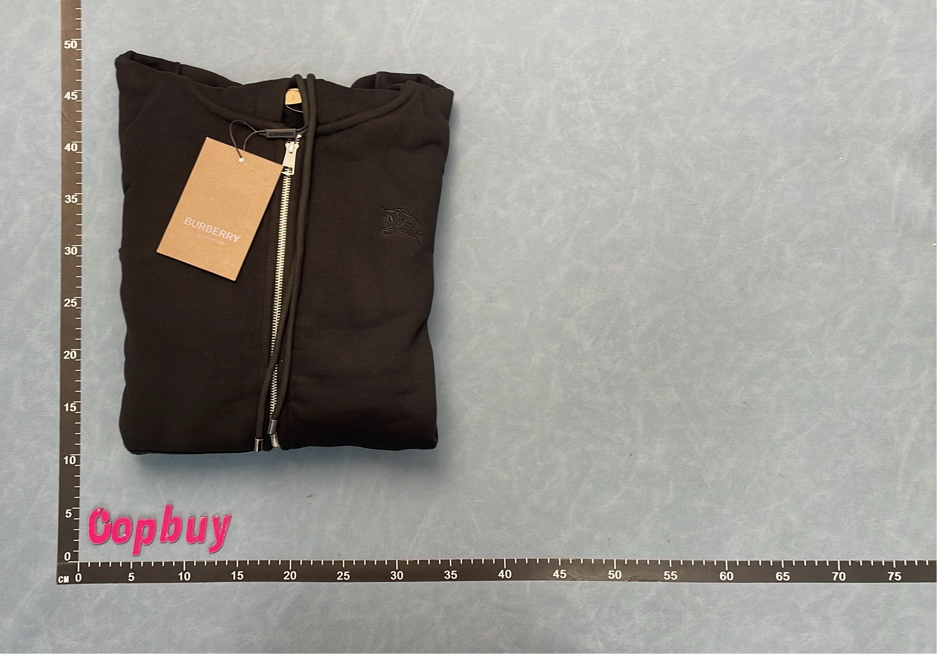 Gray Hoodie with Check Lining and Zip Front