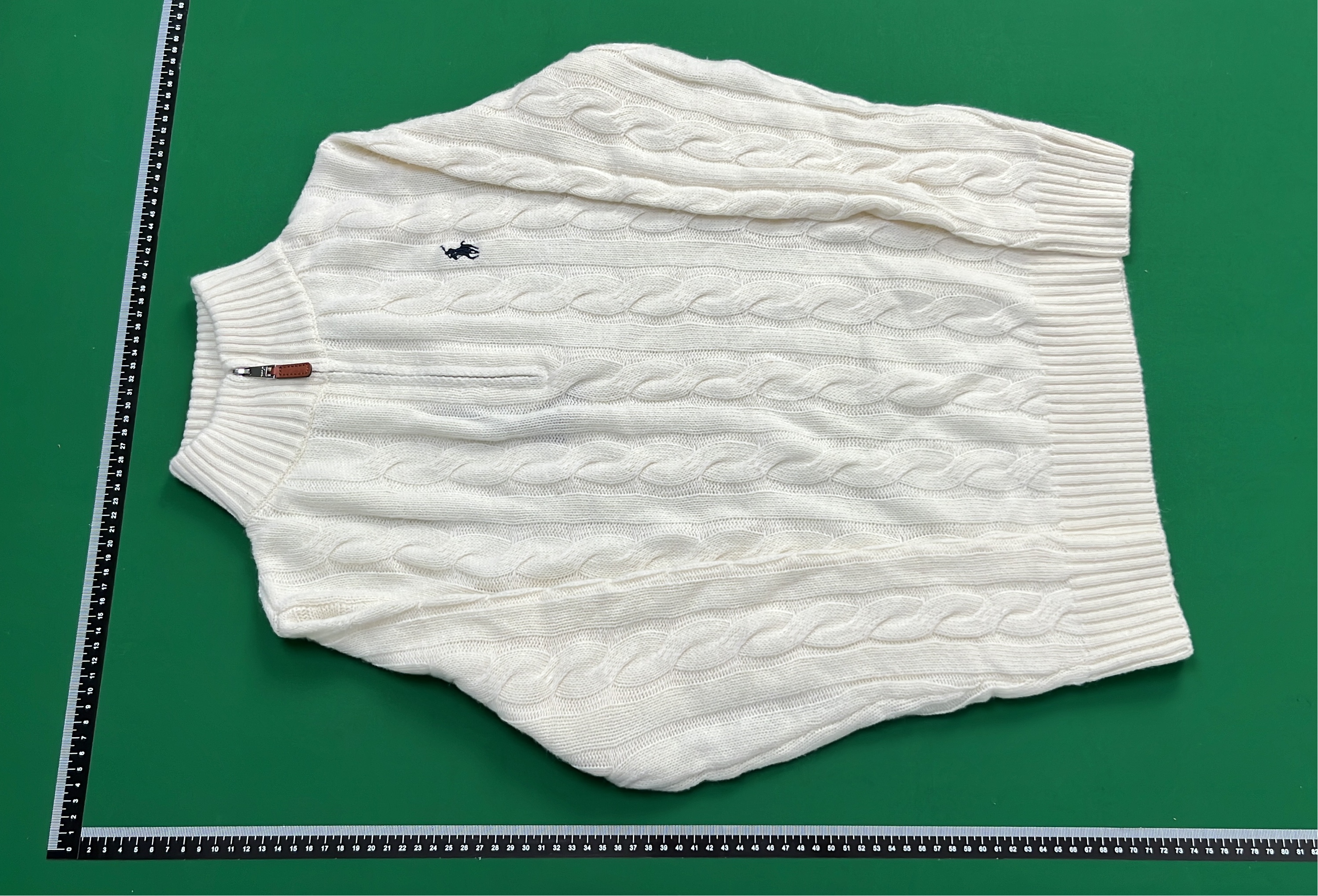 White Cable Knit Half-Zip Sweater for Men