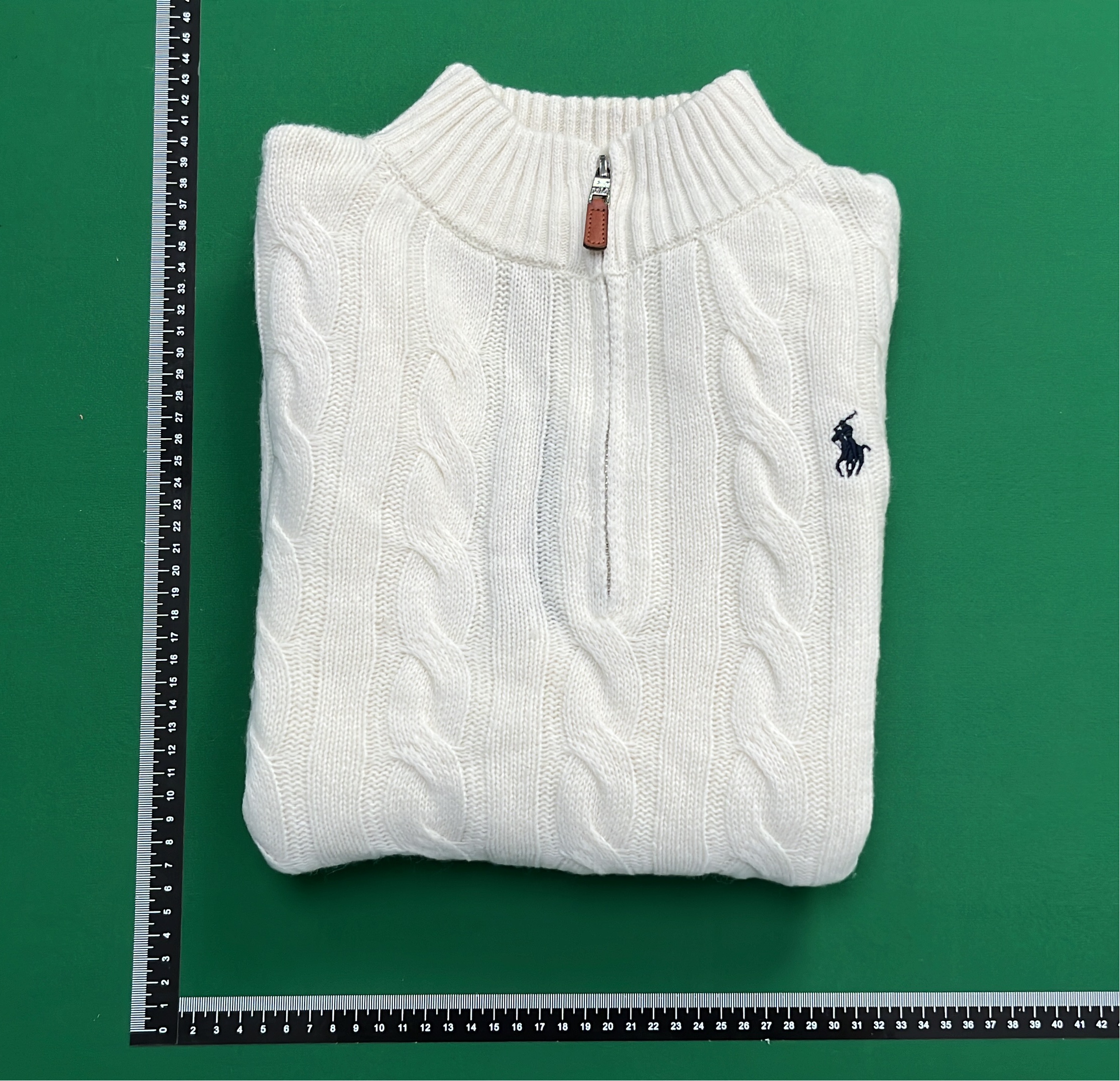 White Cable Knit Half-Zip Sweater for Men