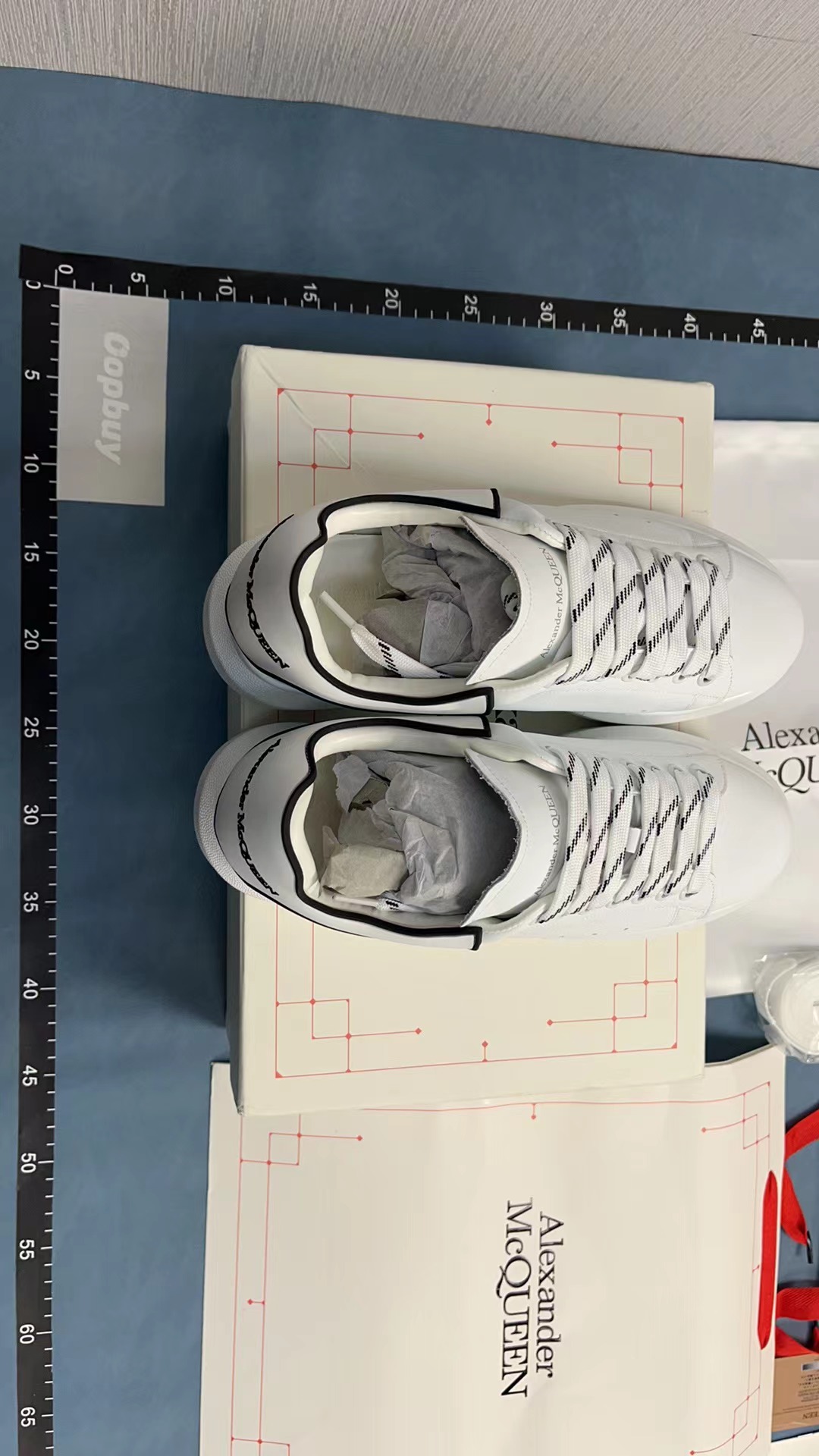 Alexander McQueen White Leather Sneakers with Colorful Heel Tab