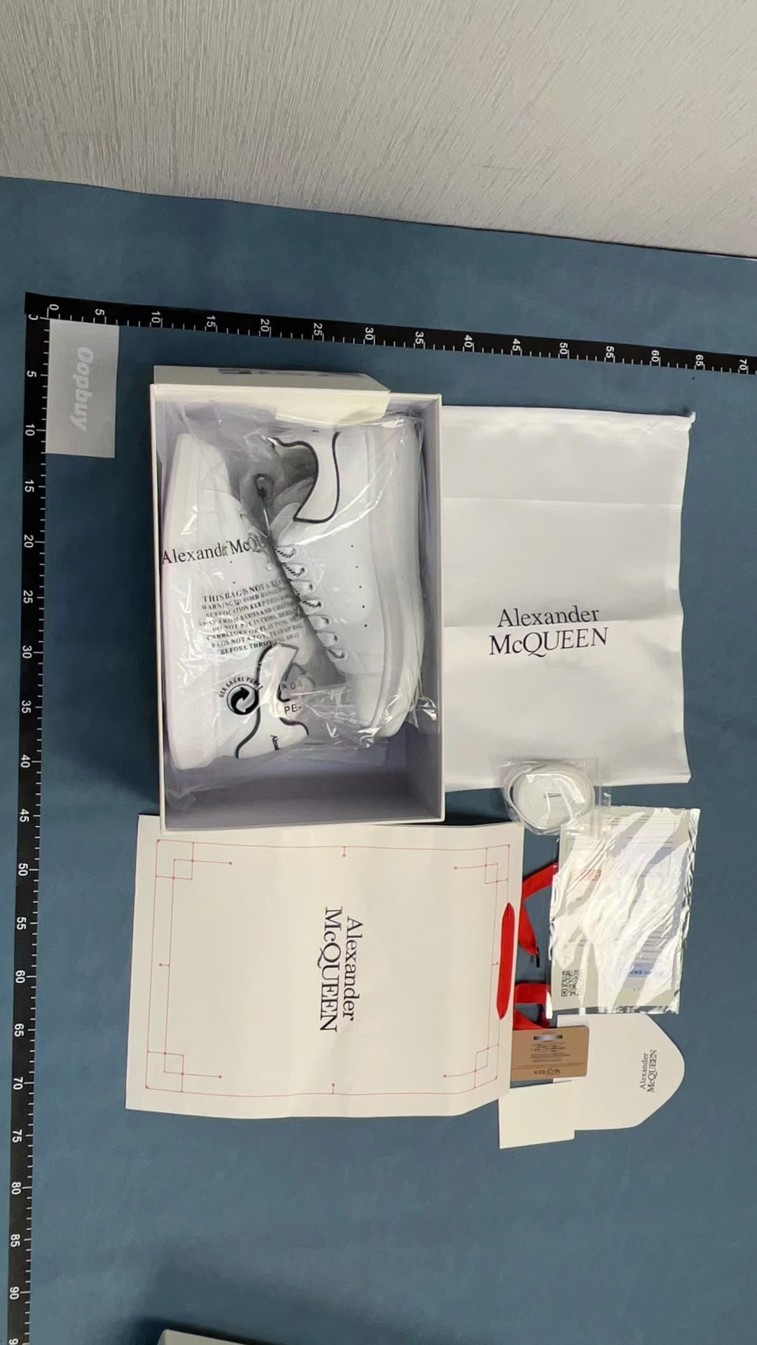Alexander McQueen White Leather Sneakers with Colorful Heel Tab