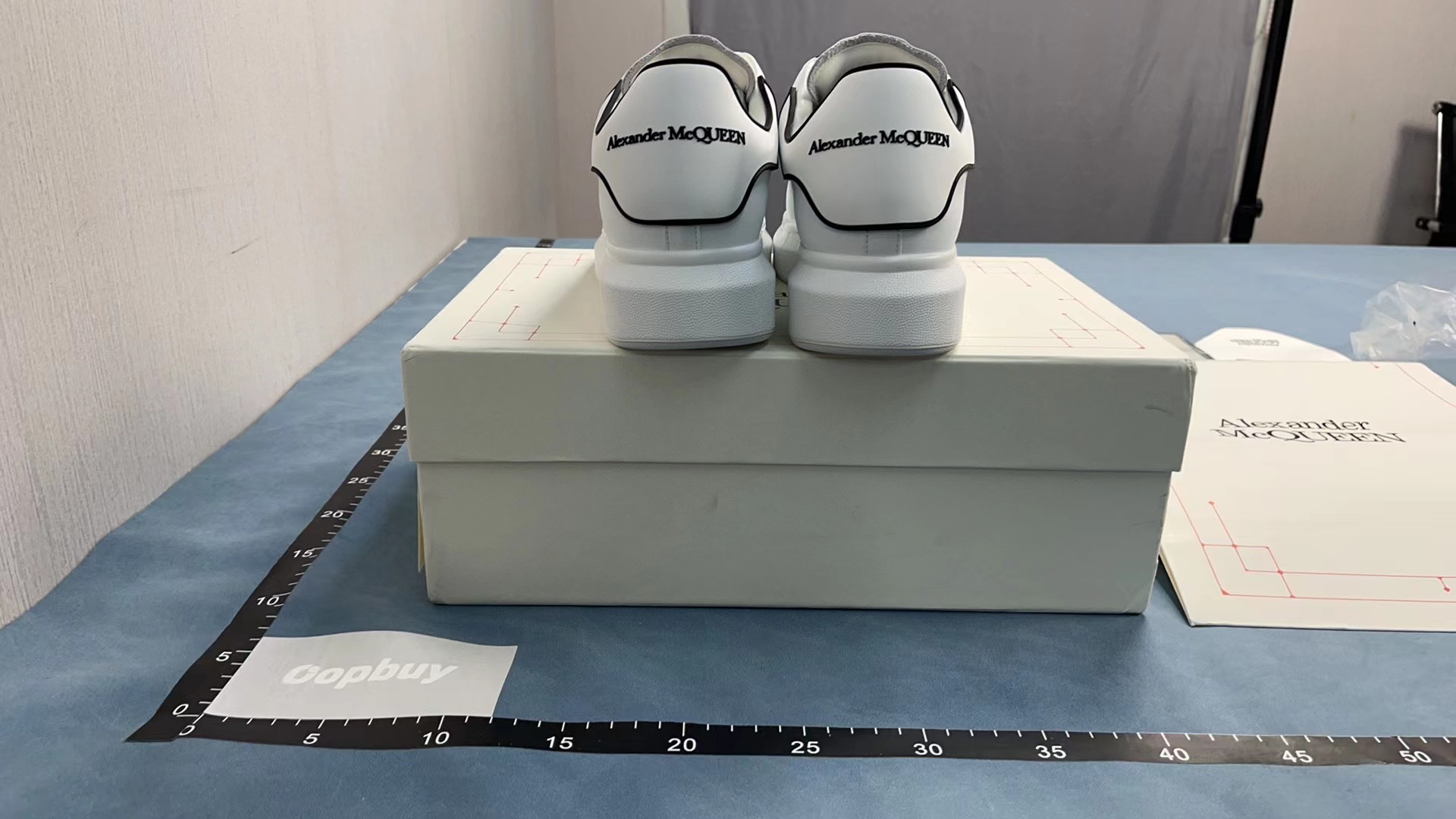 Alexander McQueen White Leather Sneakers with Colorful Heel Tab