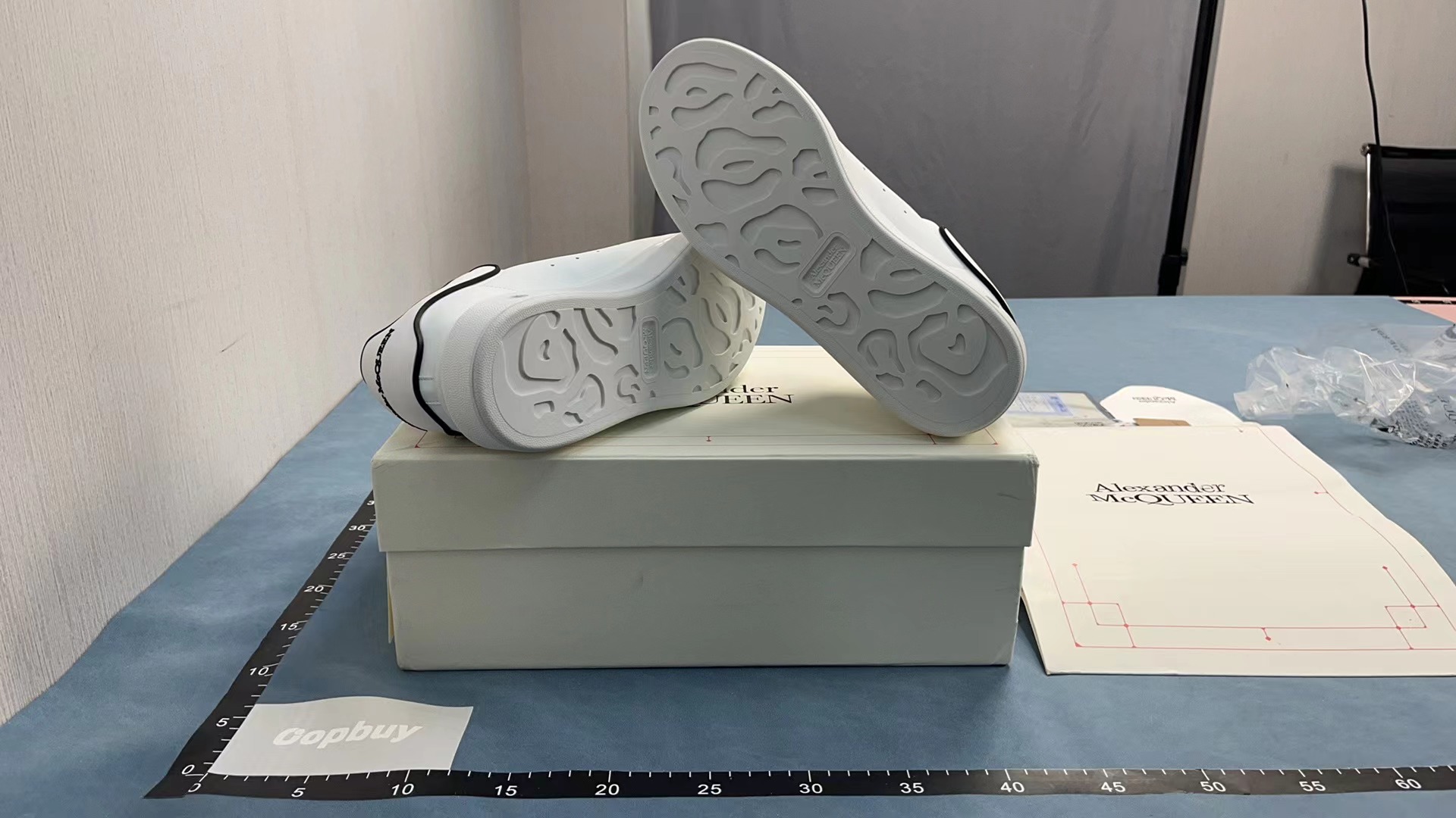 Alexander McQueen White Leather Sneakers with Colorful Heel Tab