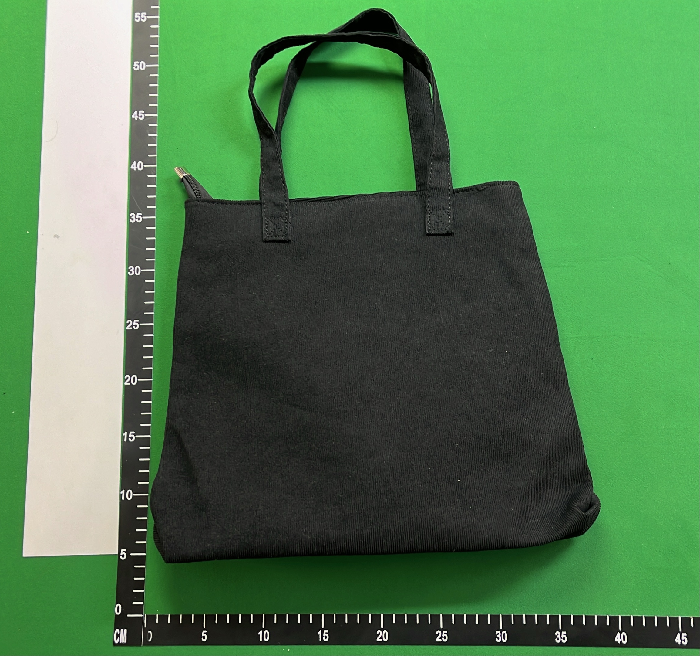 Black Corduroy Tote Bag with Saturn Embroidery