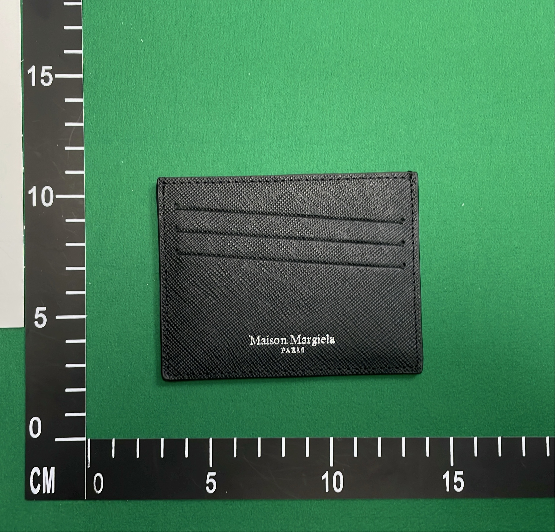 Herm&egrave;s Black Epsom Leather Card Holder with White Stitching