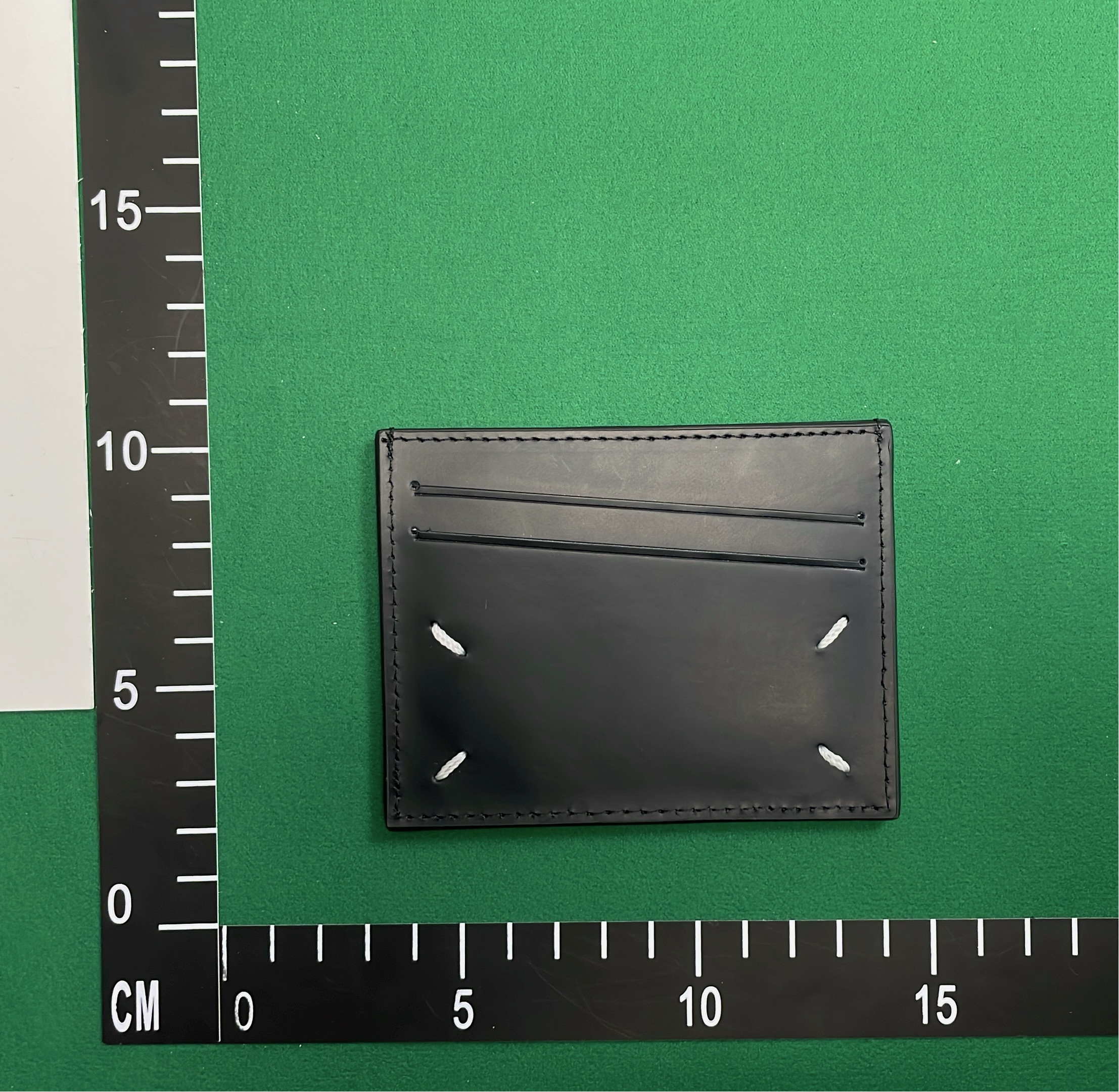 Herm&egrave;s Black Epsom Leather Card Holder with White Stitching