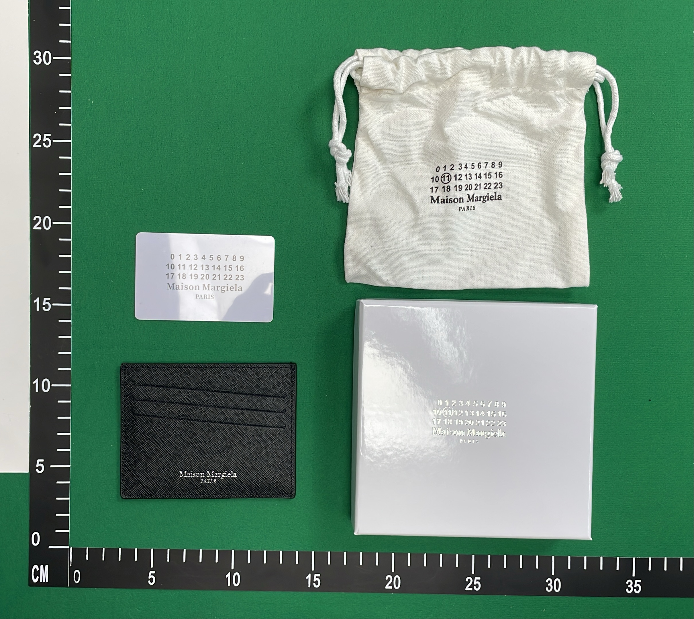 Herm&egrave;s Black Epsom Leather Card Holder with White Stitching