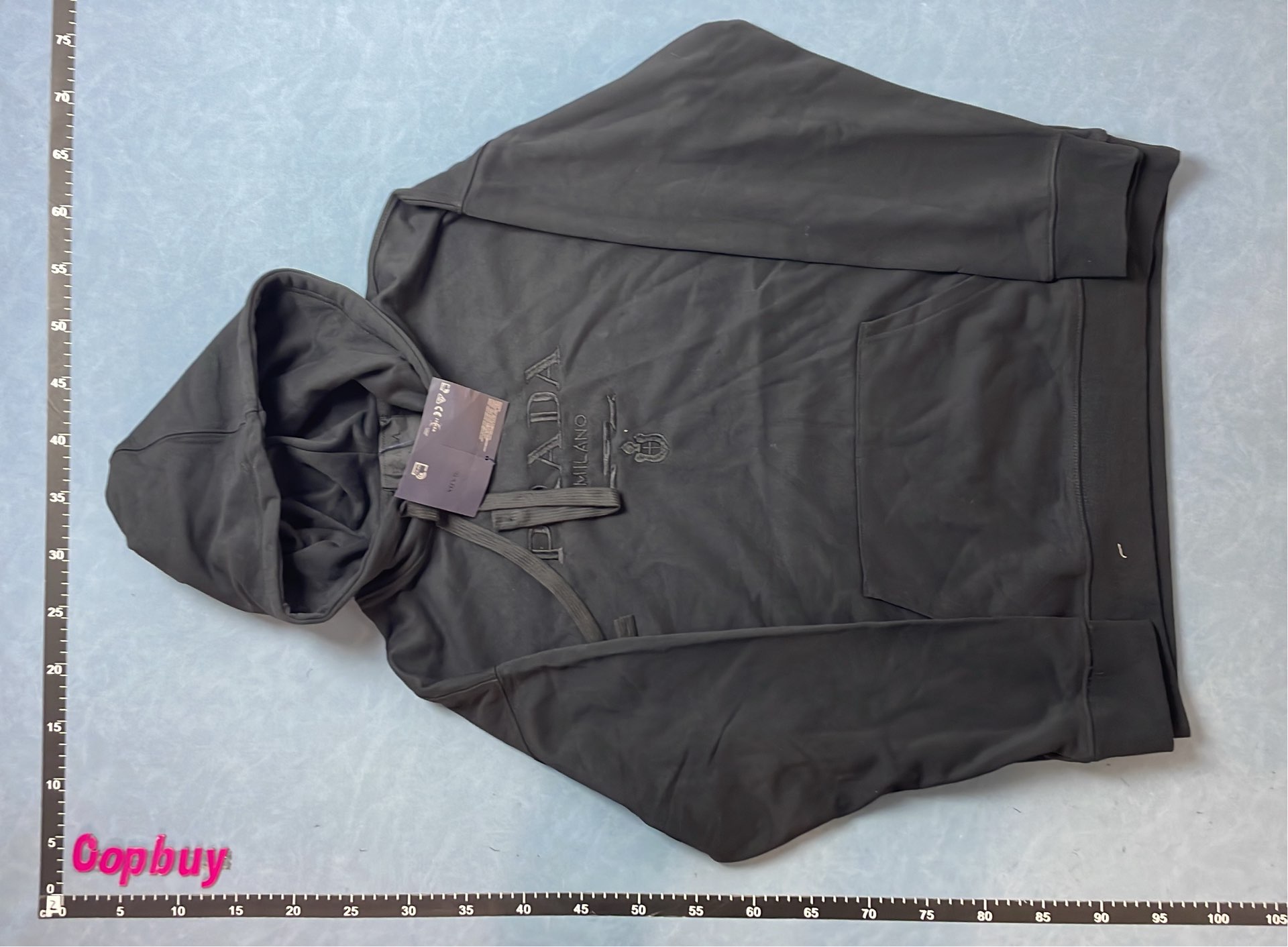 Prada Black Hoodie with Embroidered Logo