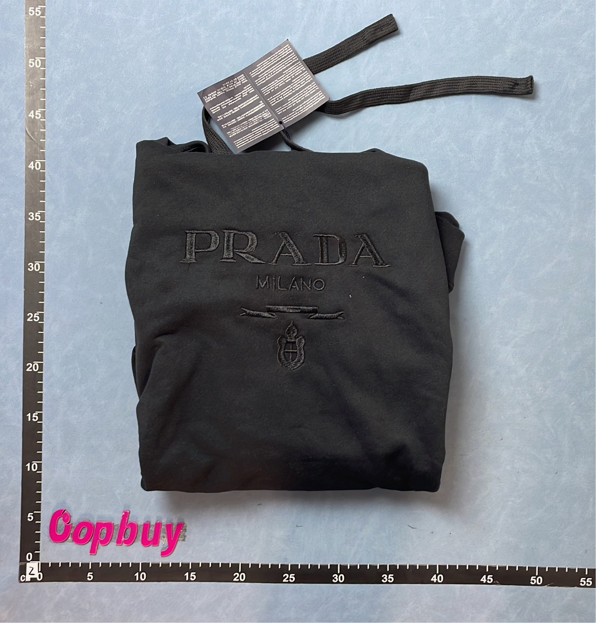 Prada Black Hoodie with Embroidered Logo
