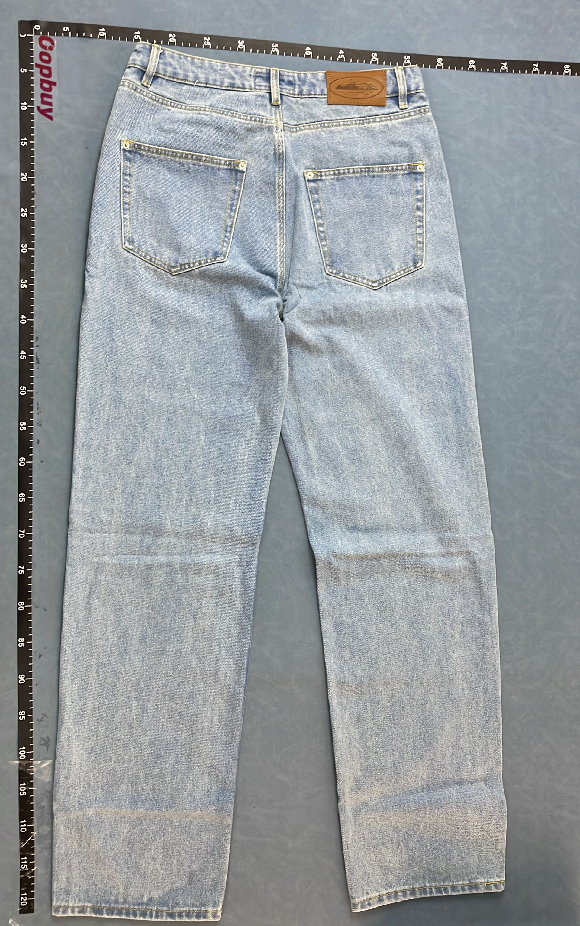 Light Blue Distressed Jeans with Unique Print