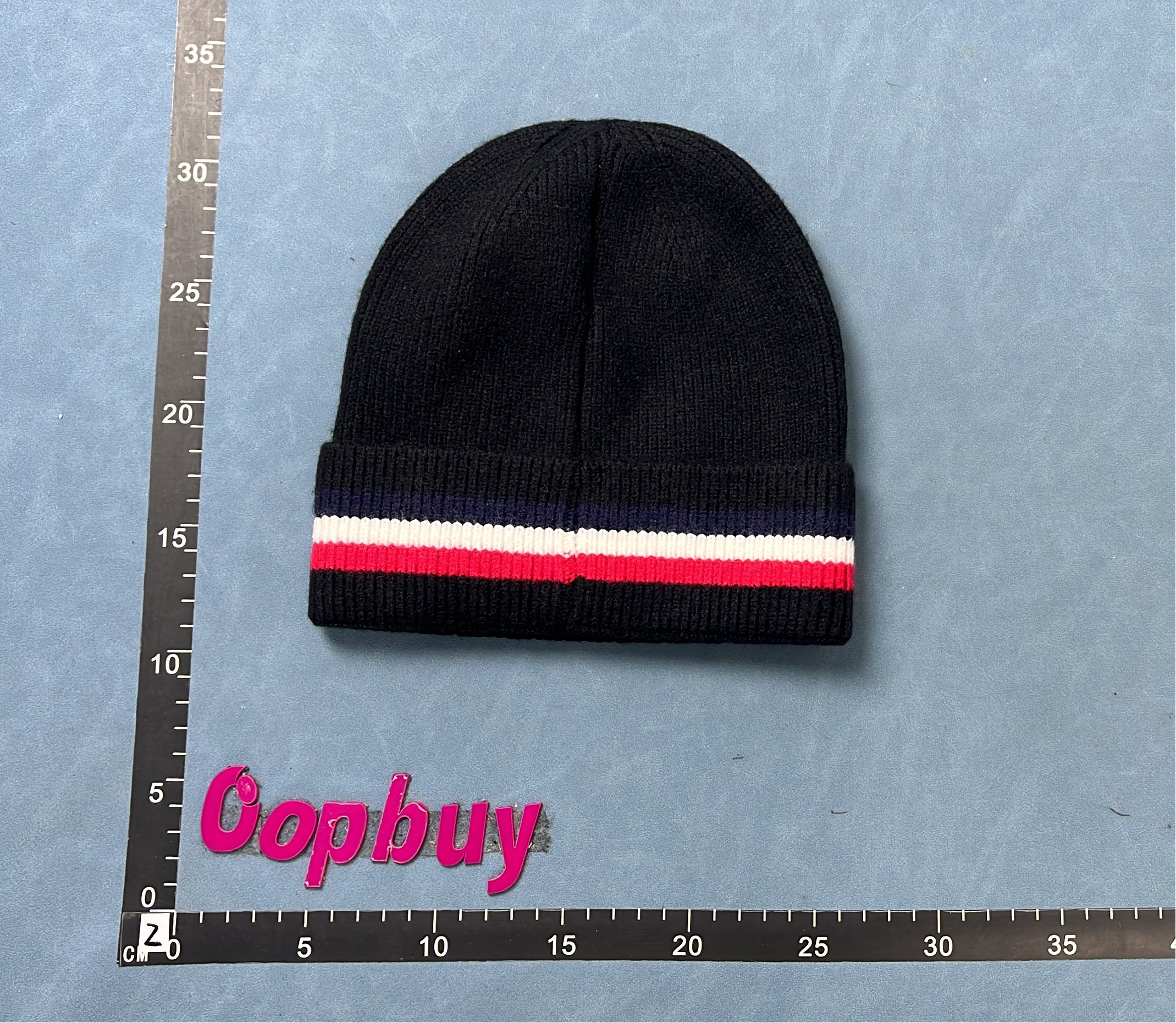 Moncler Knit Beanie Hat with Stripe Logo Patch