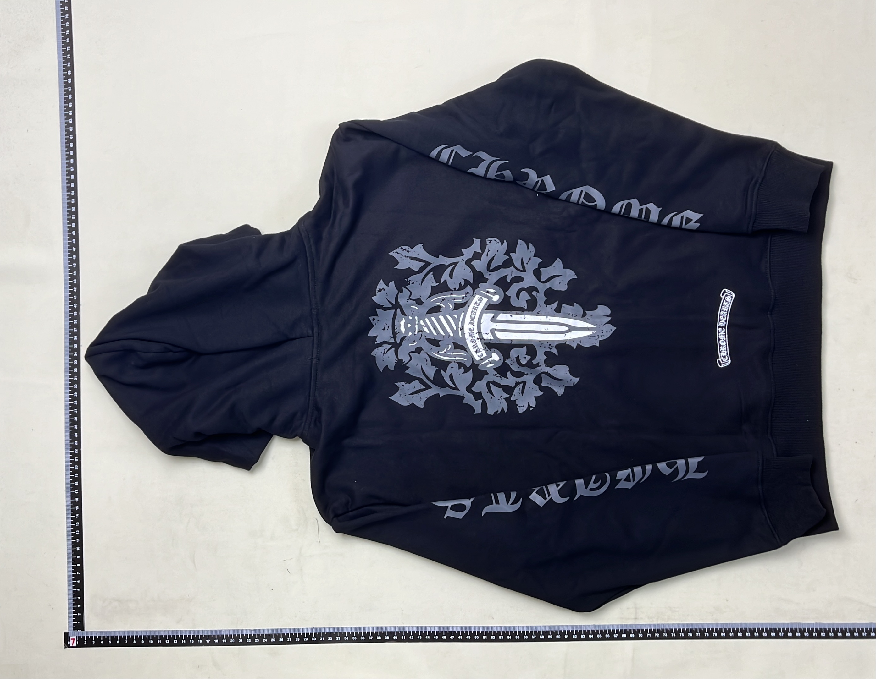 Black Embroidered Hoodie with Colorful Logo Patches