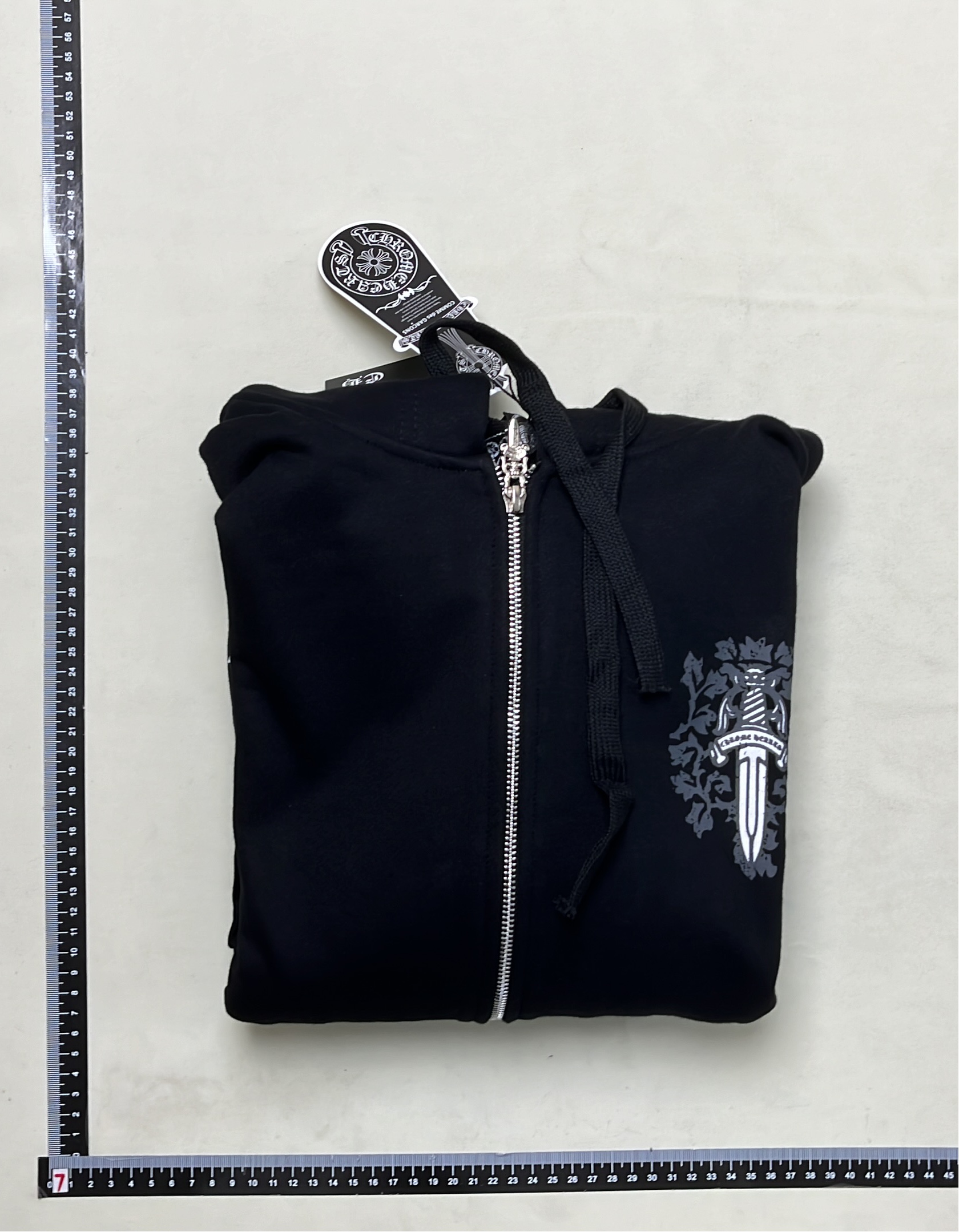 Black Embroidered Hoodie with Colorful Logo Patches