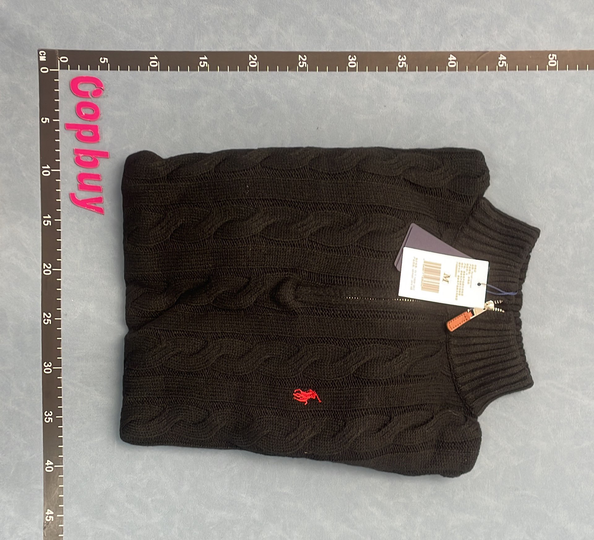 Men's Navy Cable Knit Zip-Neck Sweater