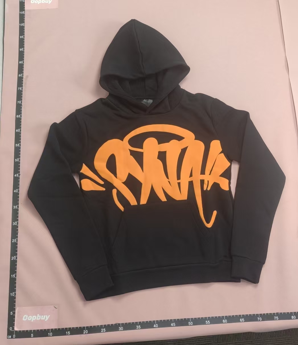 STUK Orange Graffiti Hoodie Black Sweatshirt