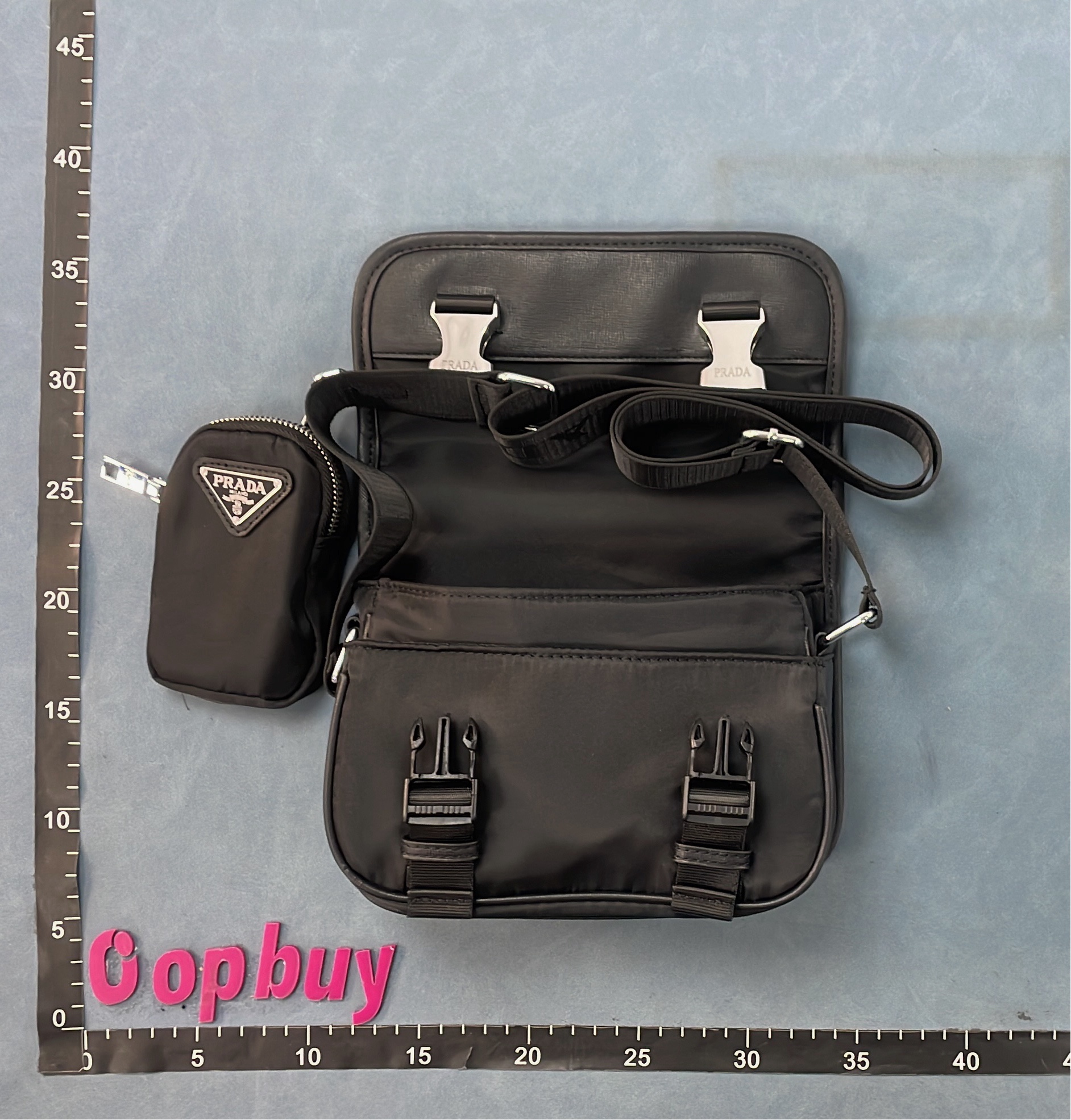Prada Black Nylon Messenger Bag with Logo