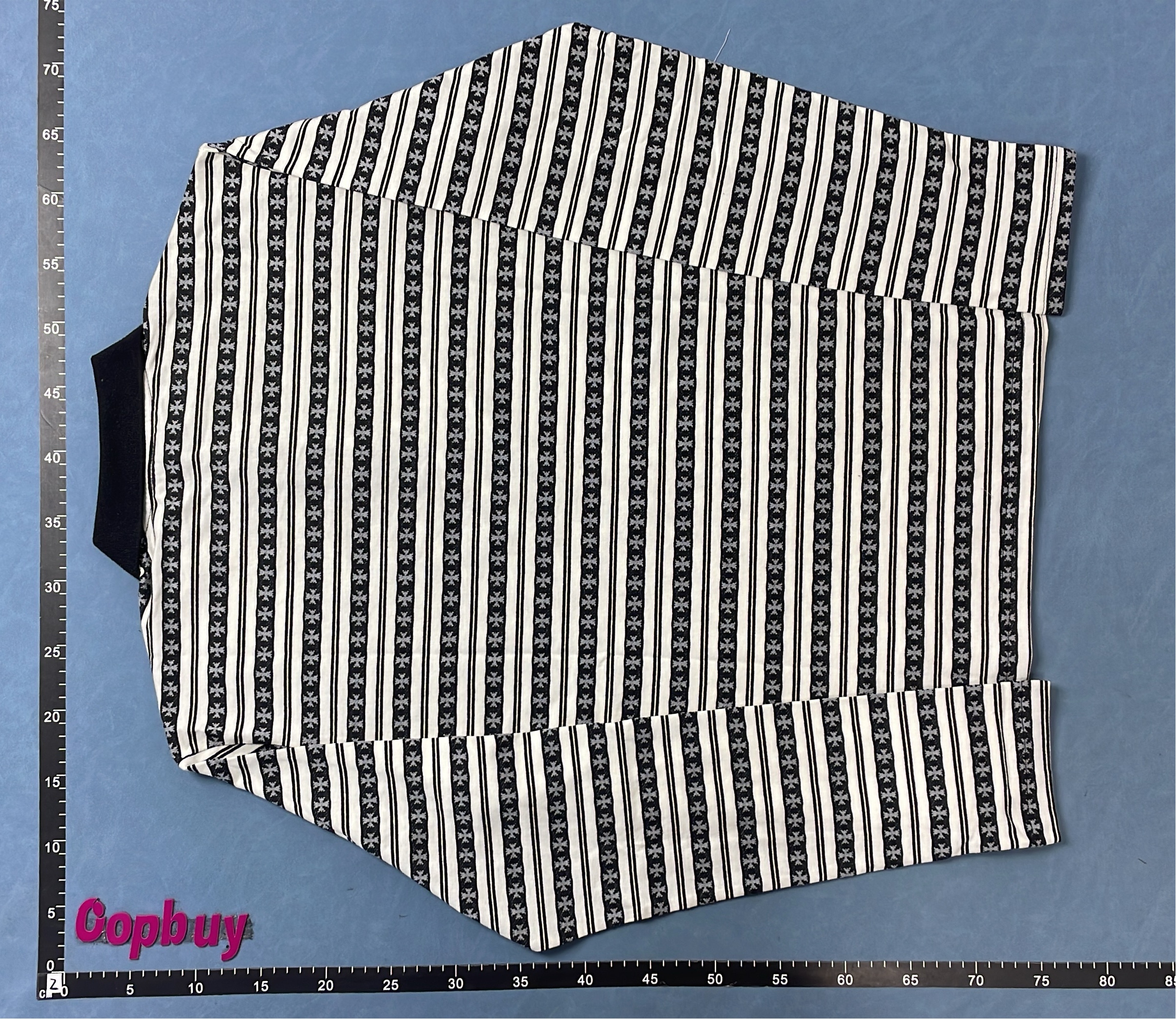 Striped Long Sleeve Polo Shirt with Pattern