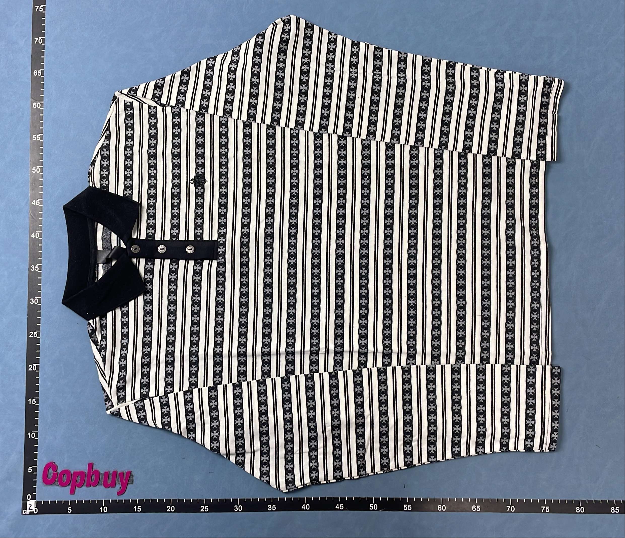 Striped Long Sleeve Polo Shirt with Pattern