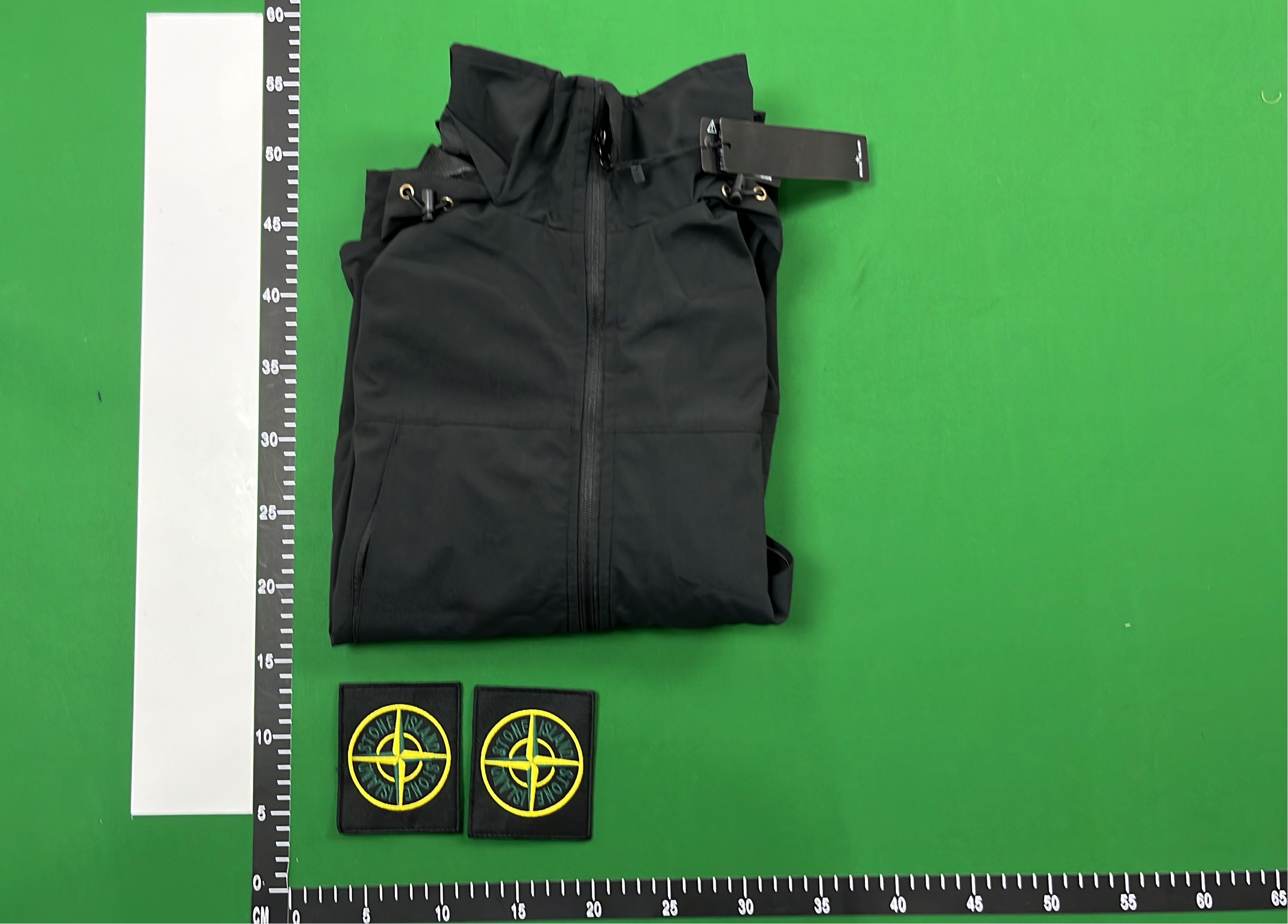 Stone Island Black Hooded Jacket with Logo Patch