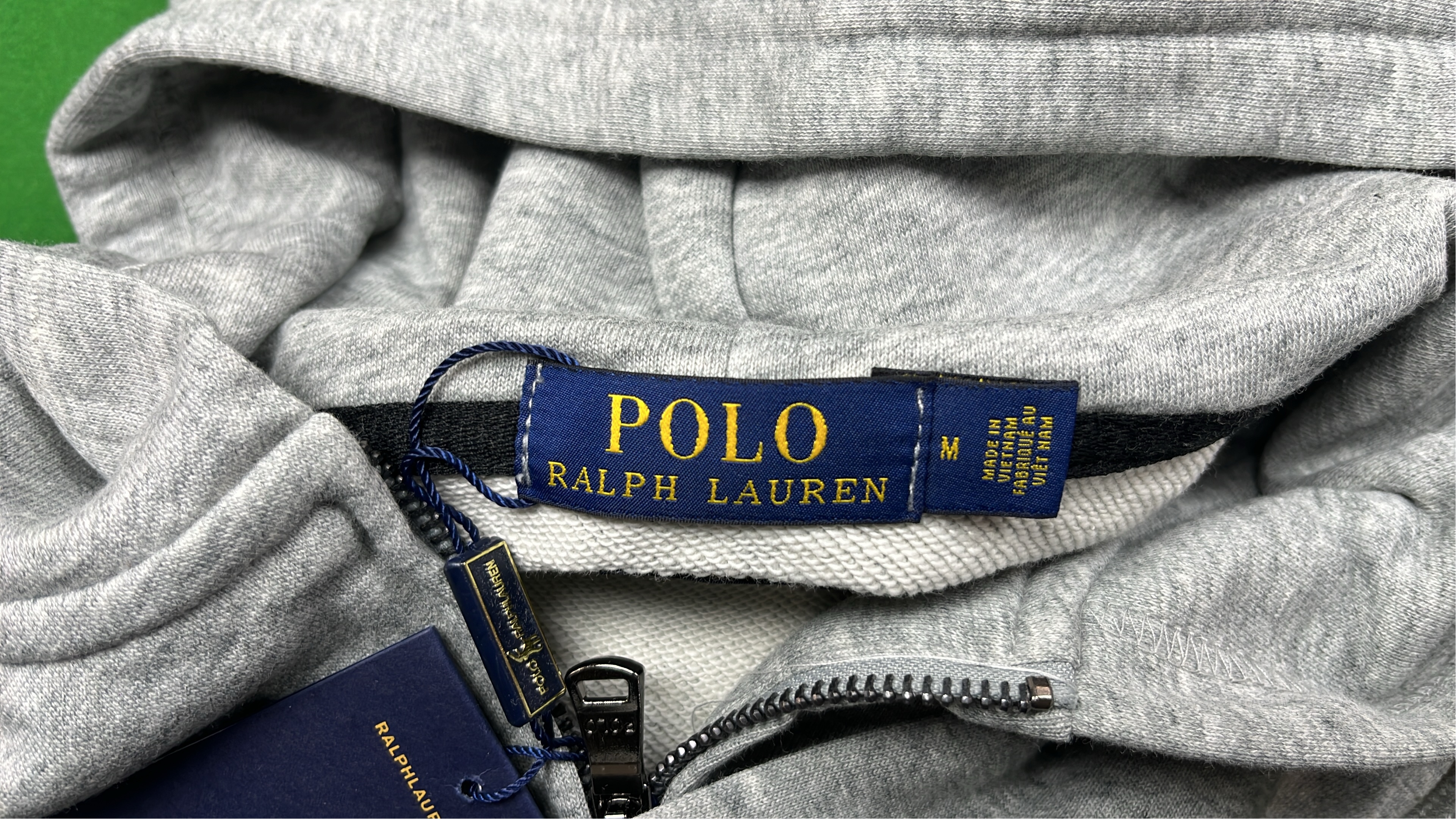 Men's Gray Zip-Up Hoodie with Polo Logo