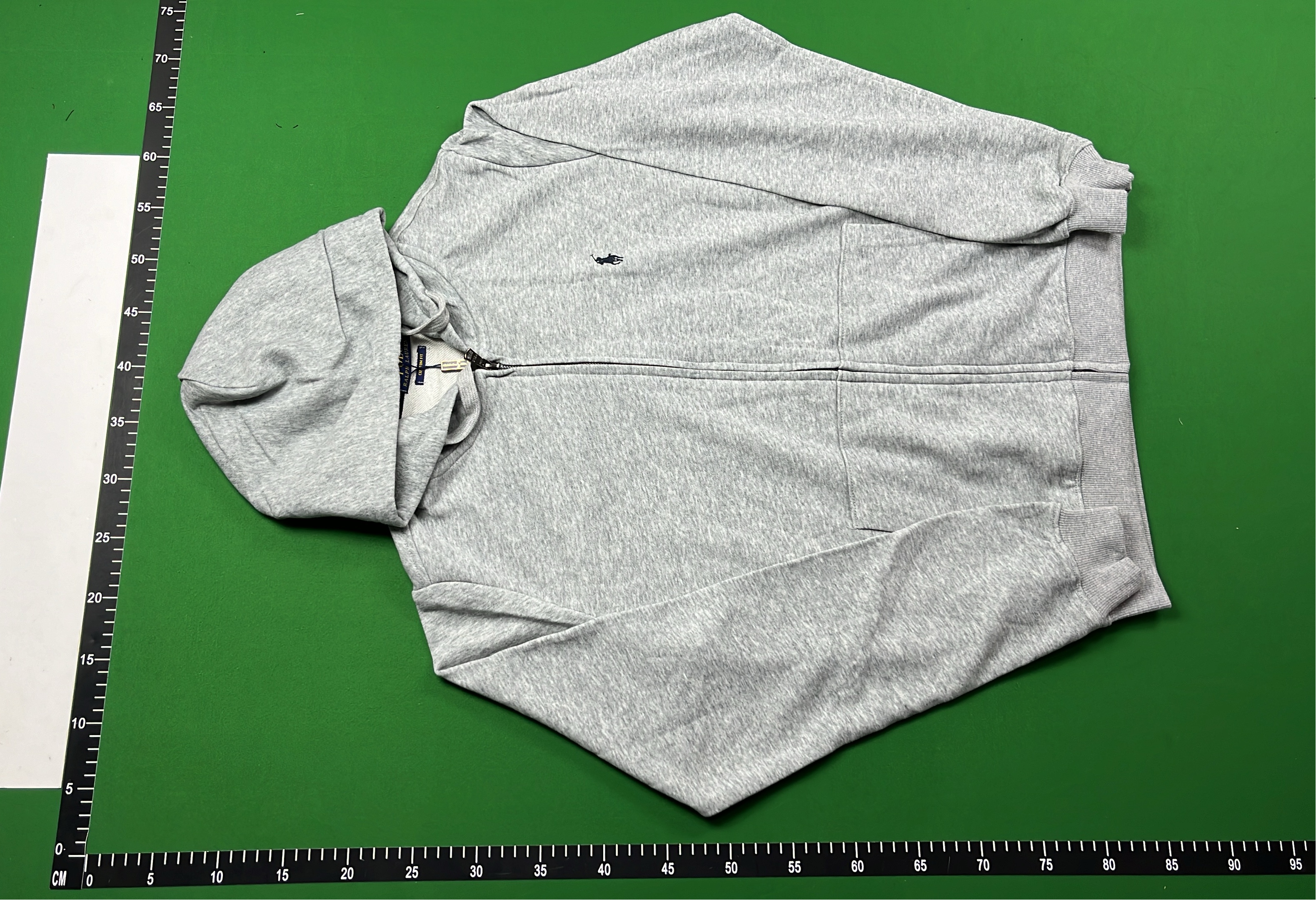 Men's Gray Zip-Up Hoodie with Polo Logo
