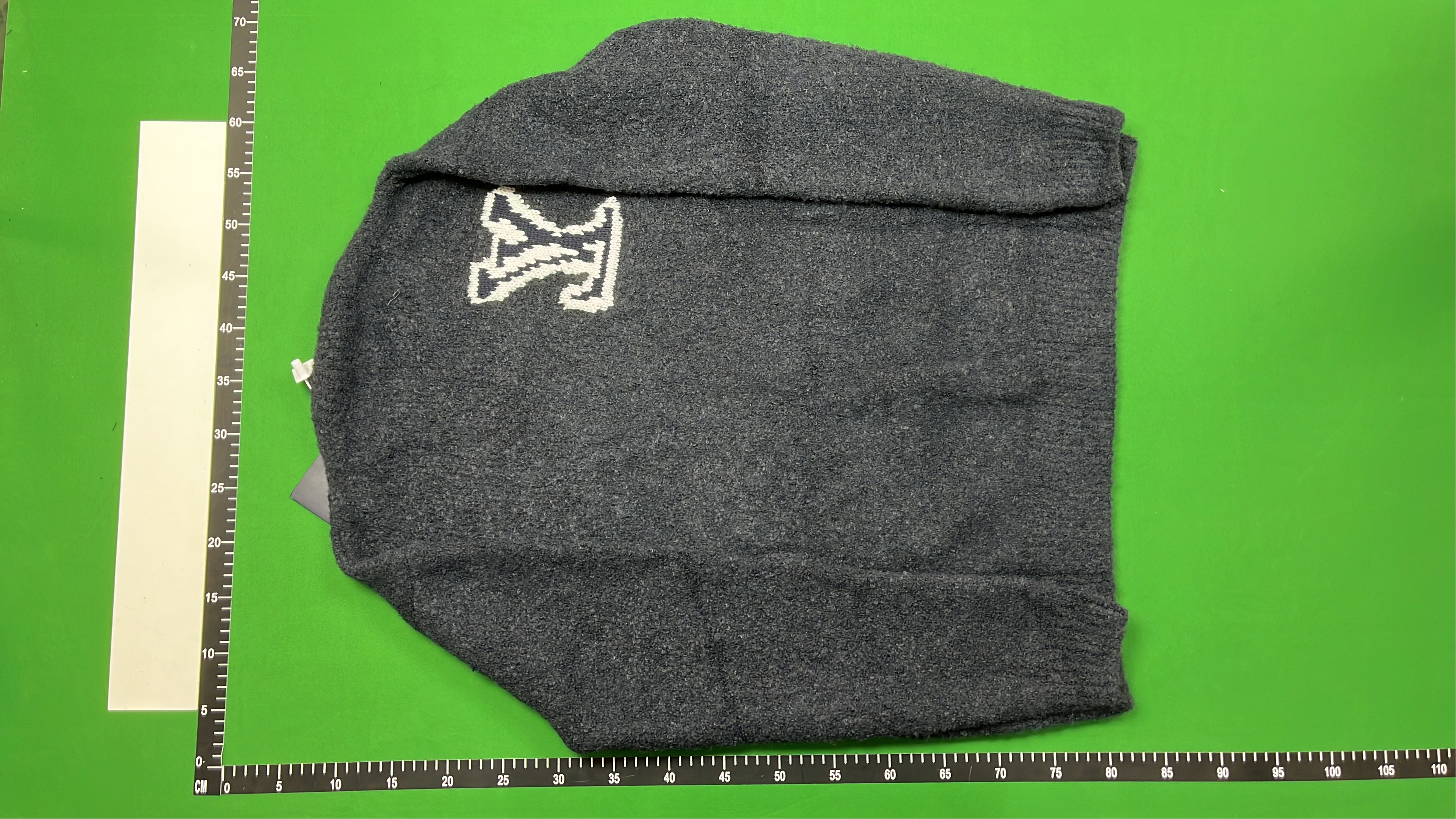 Navy Blue Knit Sweater with White Logo Design
