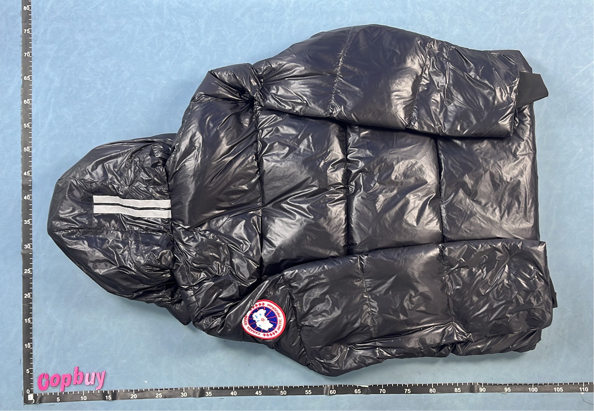 Canada Goose Black Down Jacket with Hood and Logo Patch