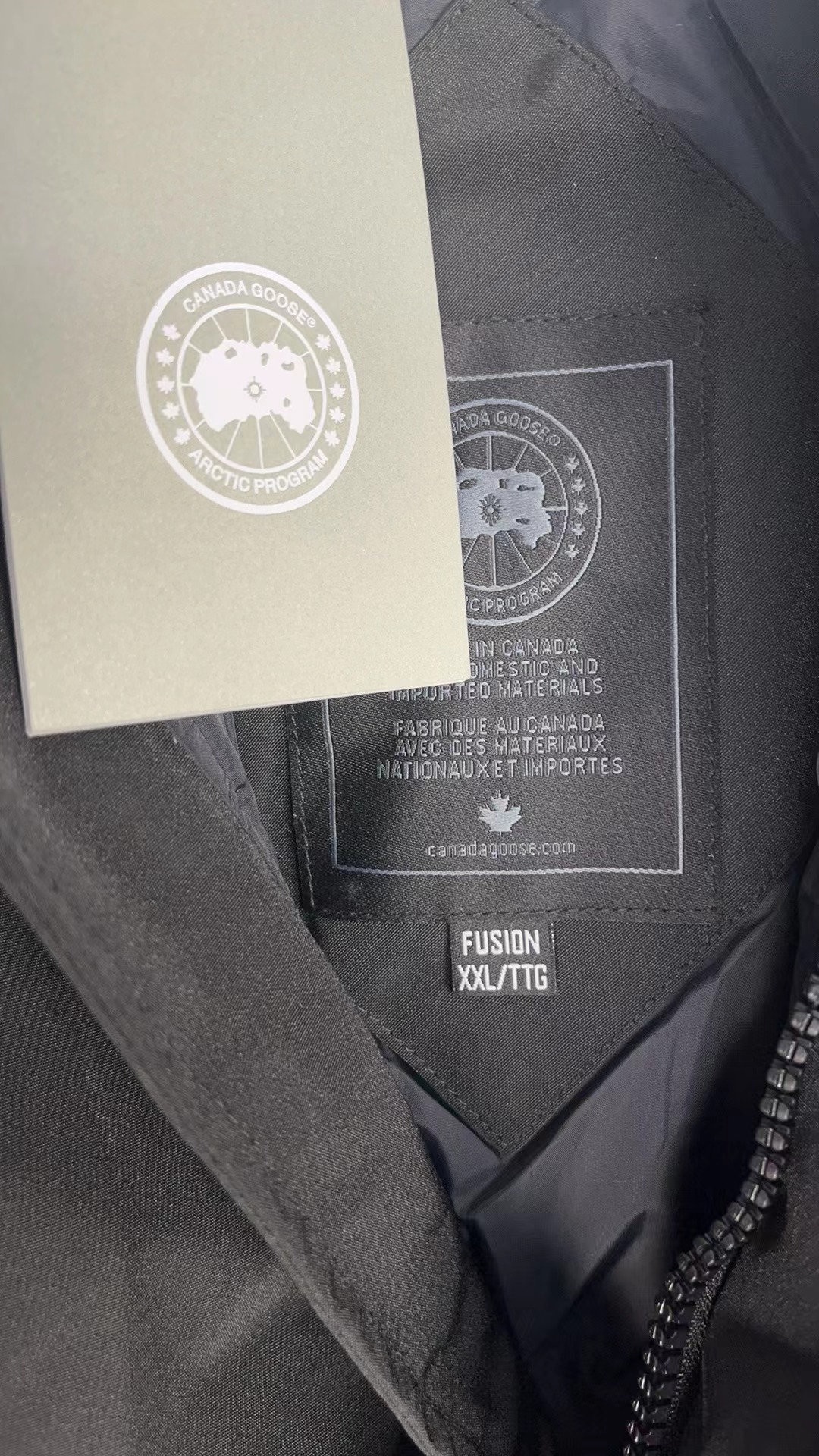 Canada Goose Gray Parka Jacket with Hood and Logo Patch
