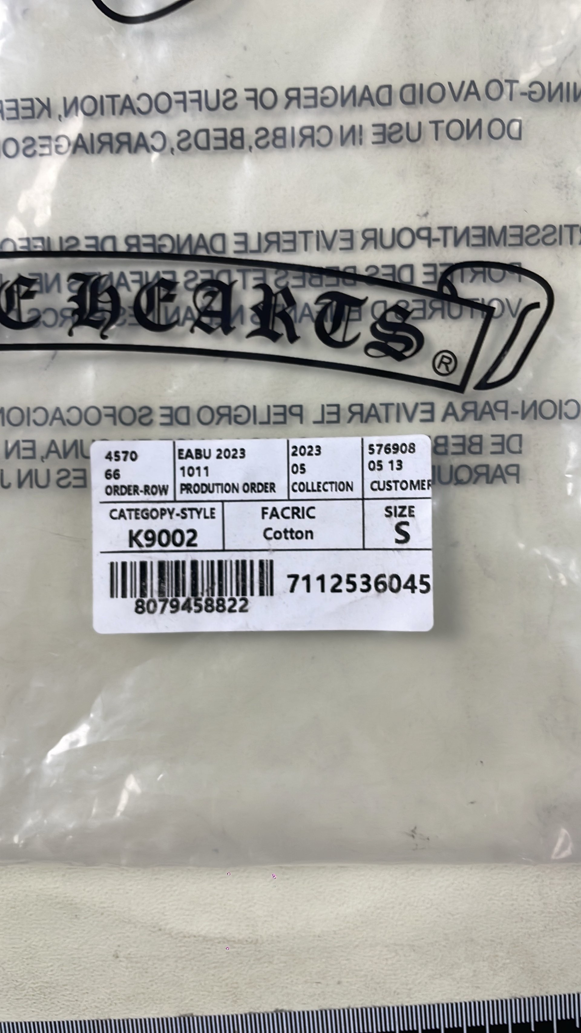Chrome Hearts White Long Sleeve T-Shirt with Black Sleeves