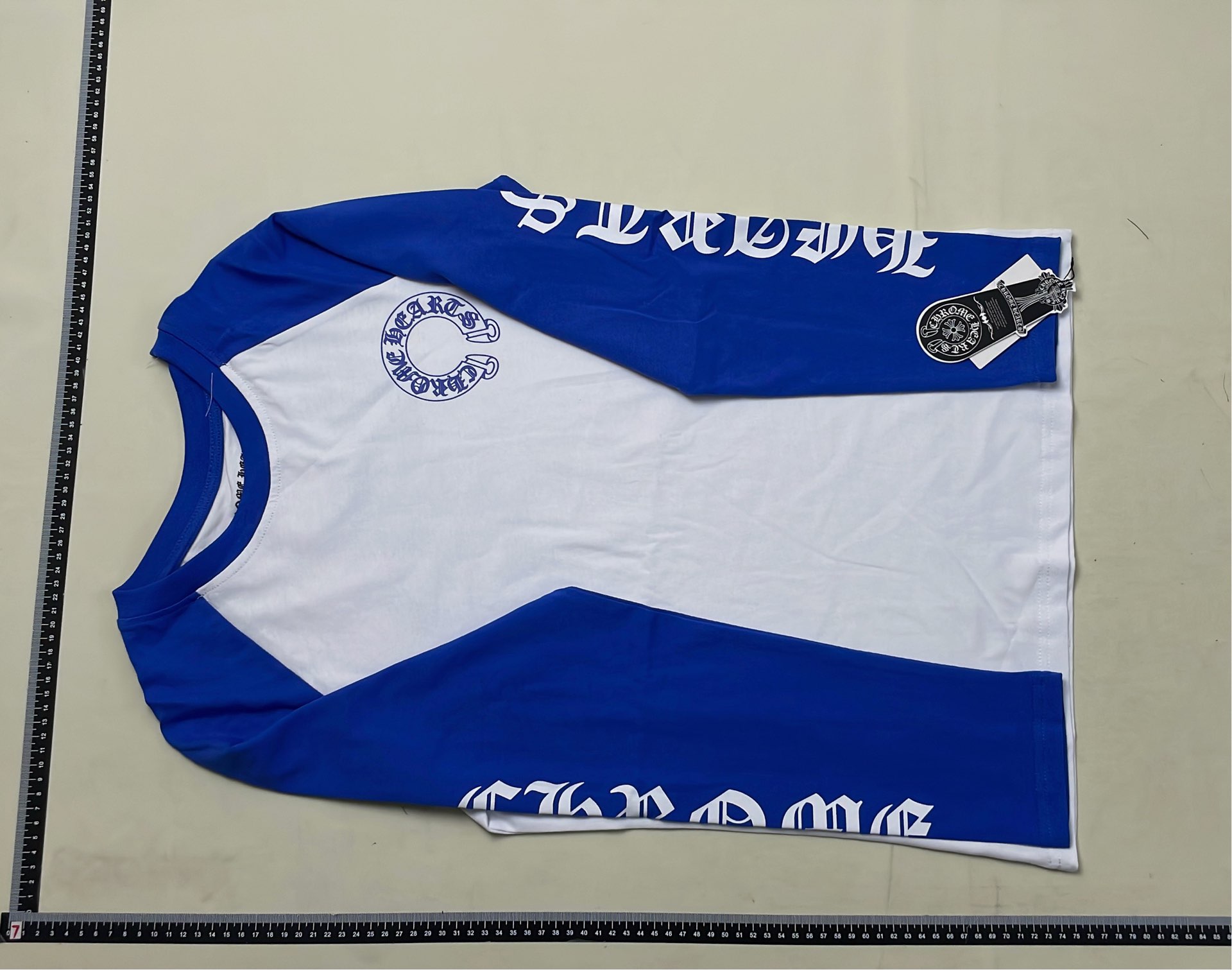 Chrome Hearts White Long Sleeve T-Shirt with Black Sleeves