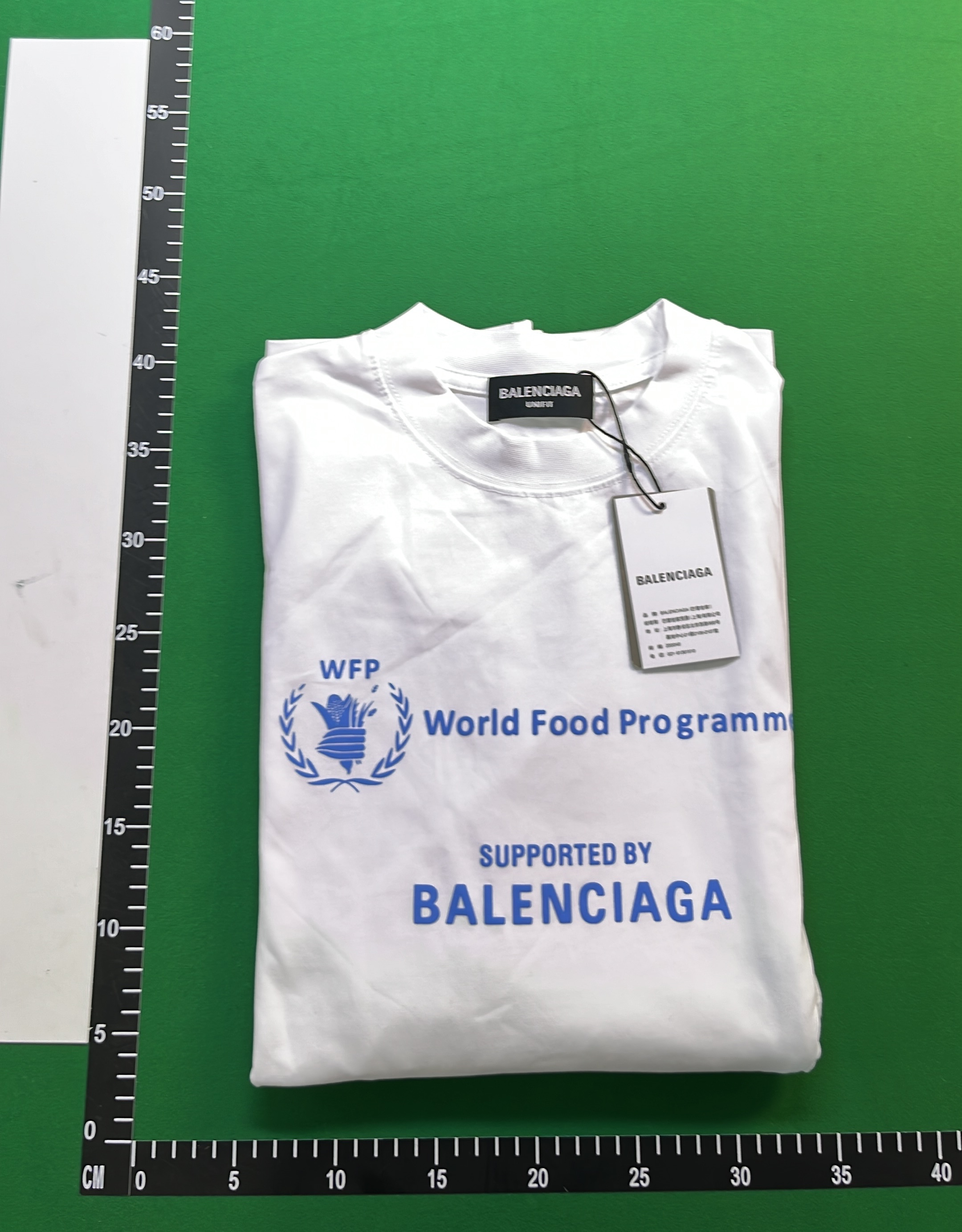 WFP x Balenciaga White T-Shirt with Blue Print