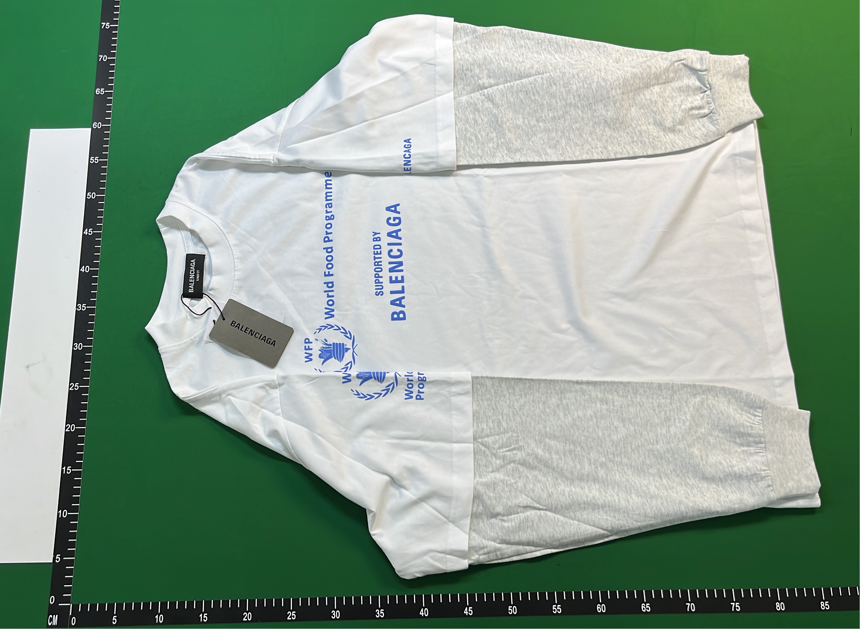 WFP x Balenciaga White T-Shirt with Blue Print