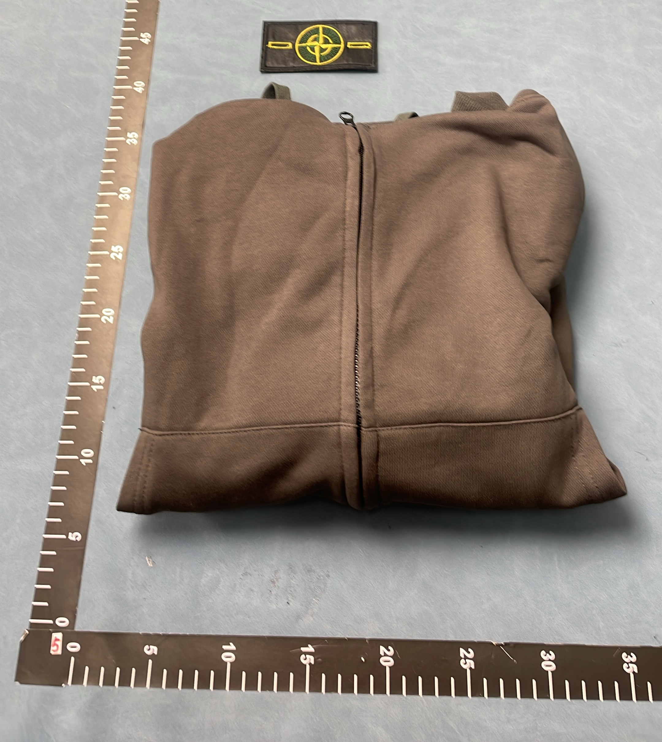 Stone Island Dark Gray Zip-Up Hoodie with Logo Patch
