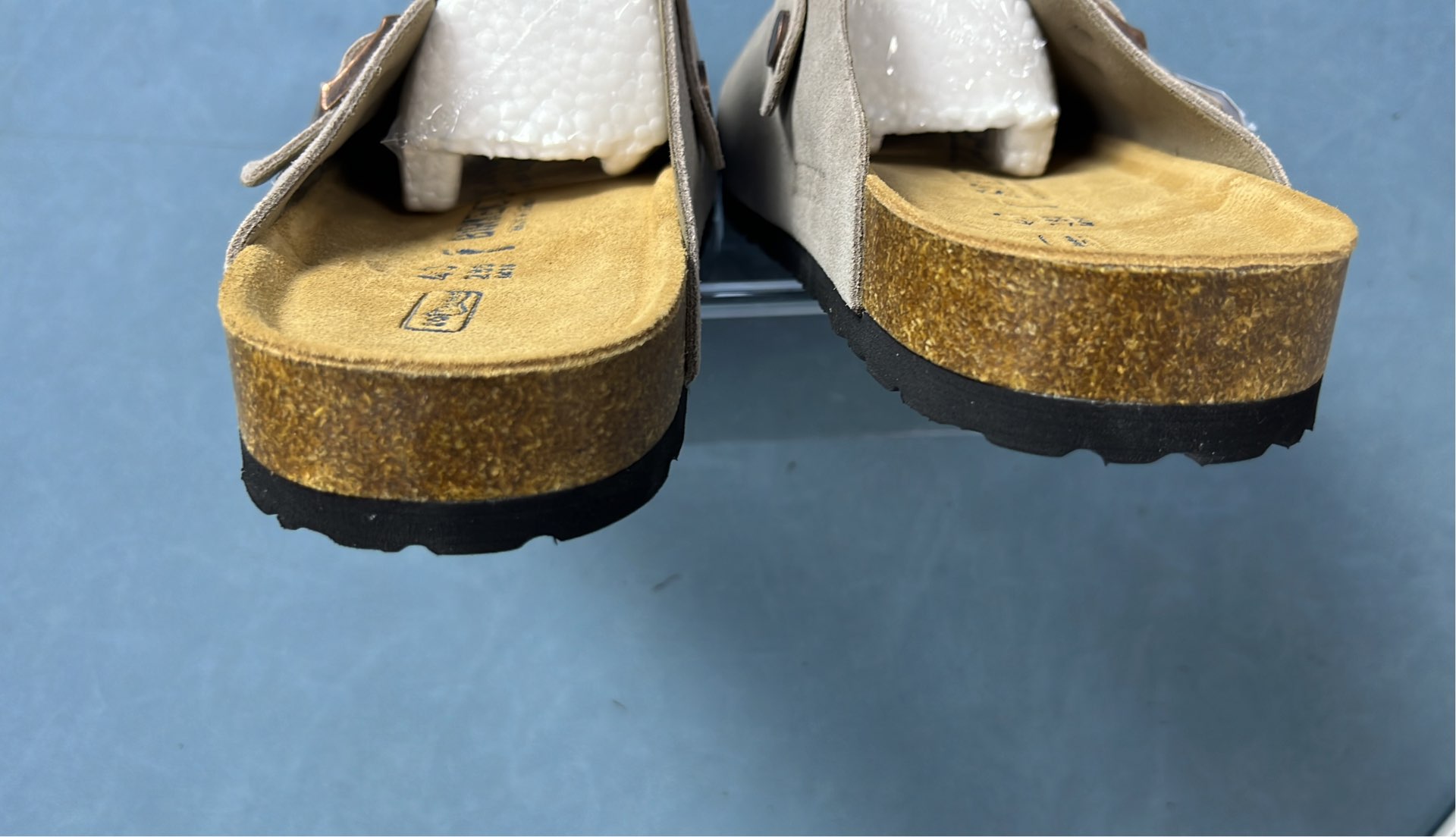 Olive Green Suede Birkenstock Clogs with Faux Fur Lining