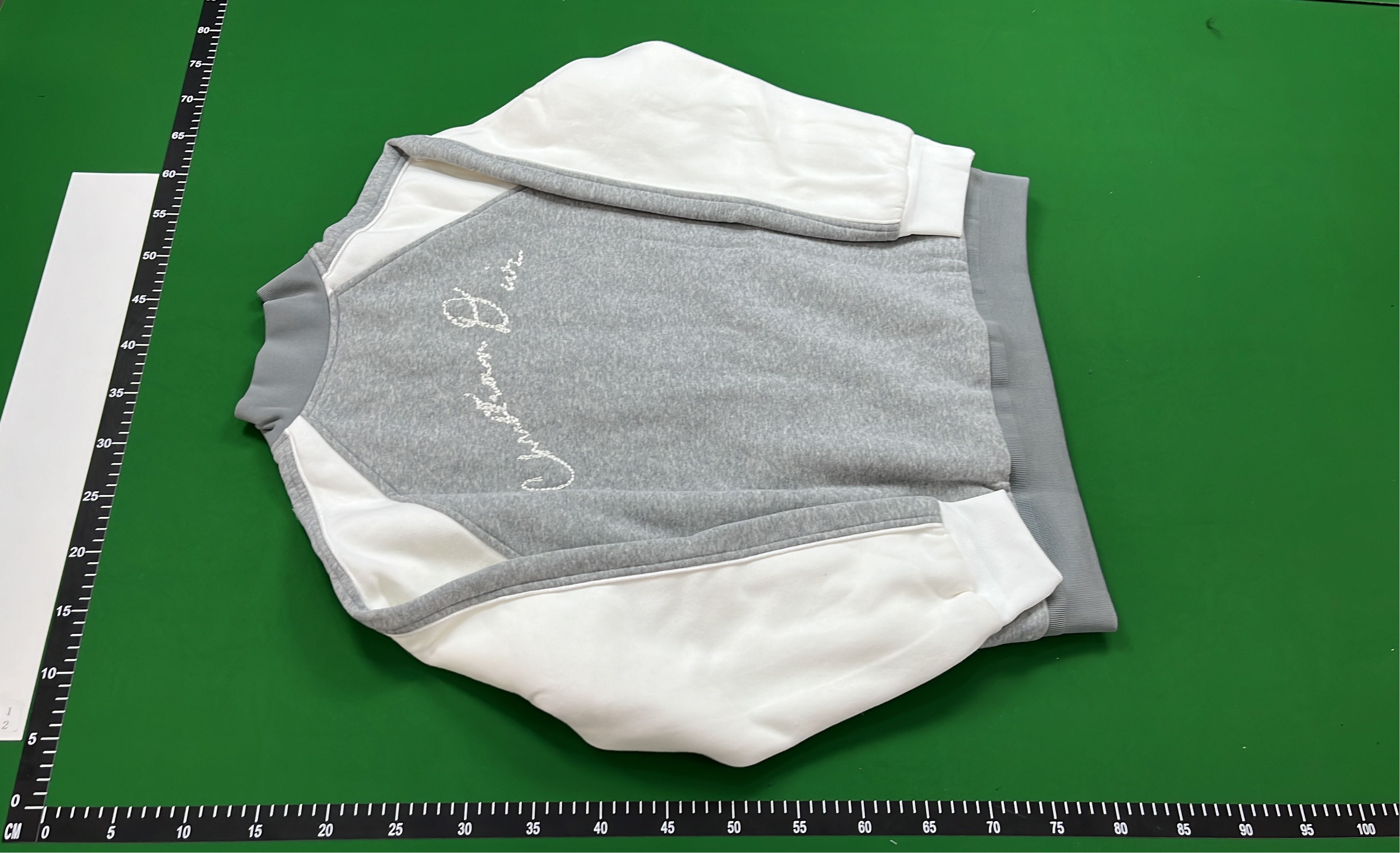 Gray and White Baseball Jacket with Plant Embroidery