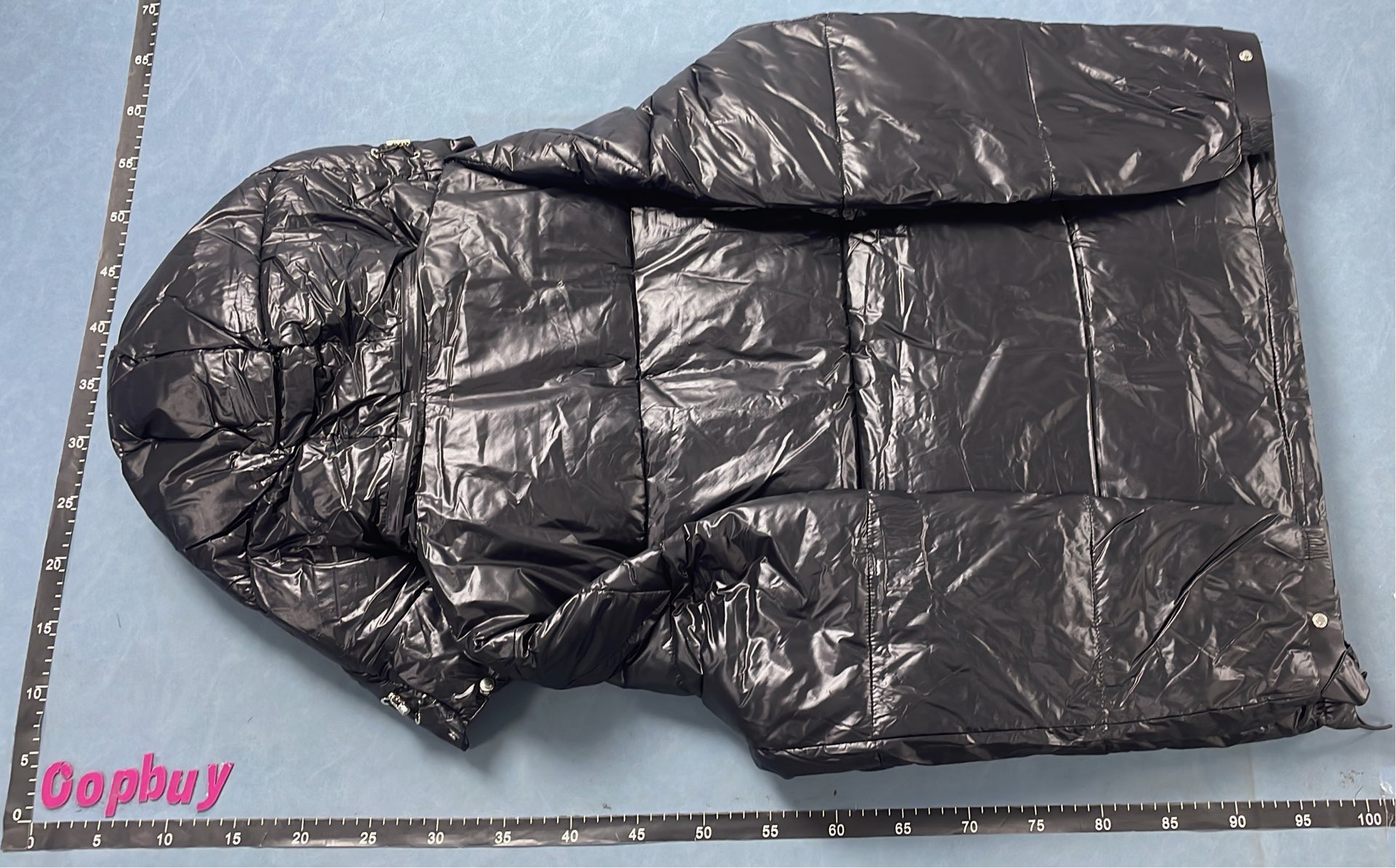 Moncler Blue Puffer Jacket with Hood and Logo Patch