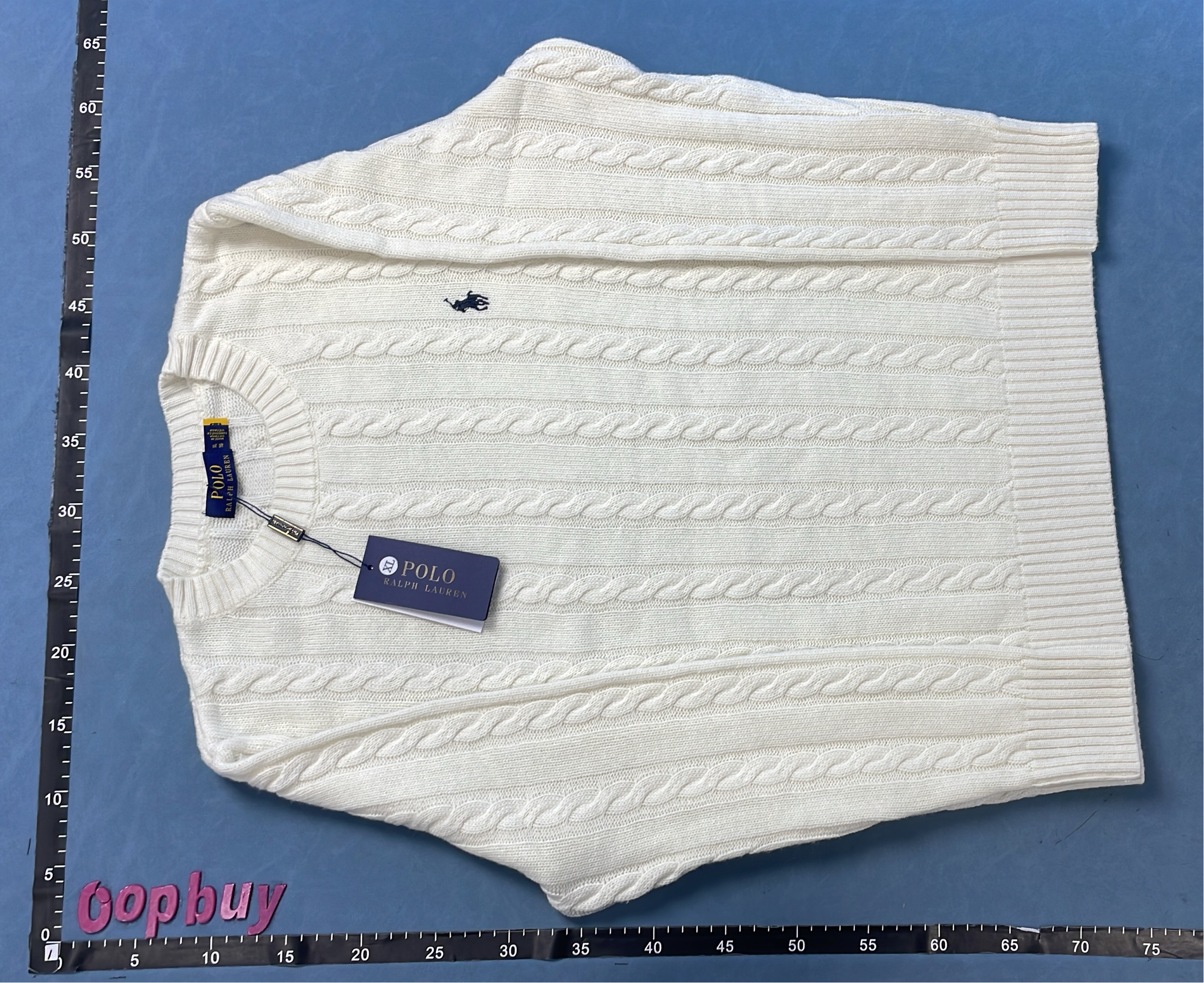 Men's Cable Knit Crewneck Sweater in Beige