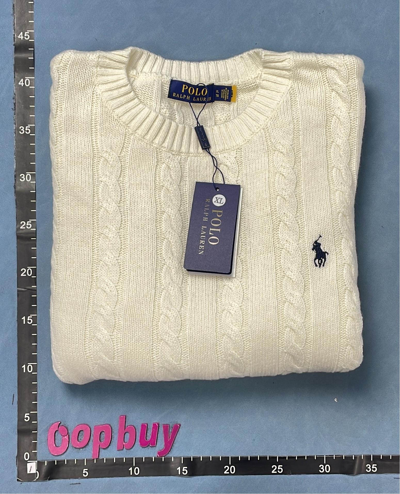Men's Cable Knit Crewneck Sweater in Beige