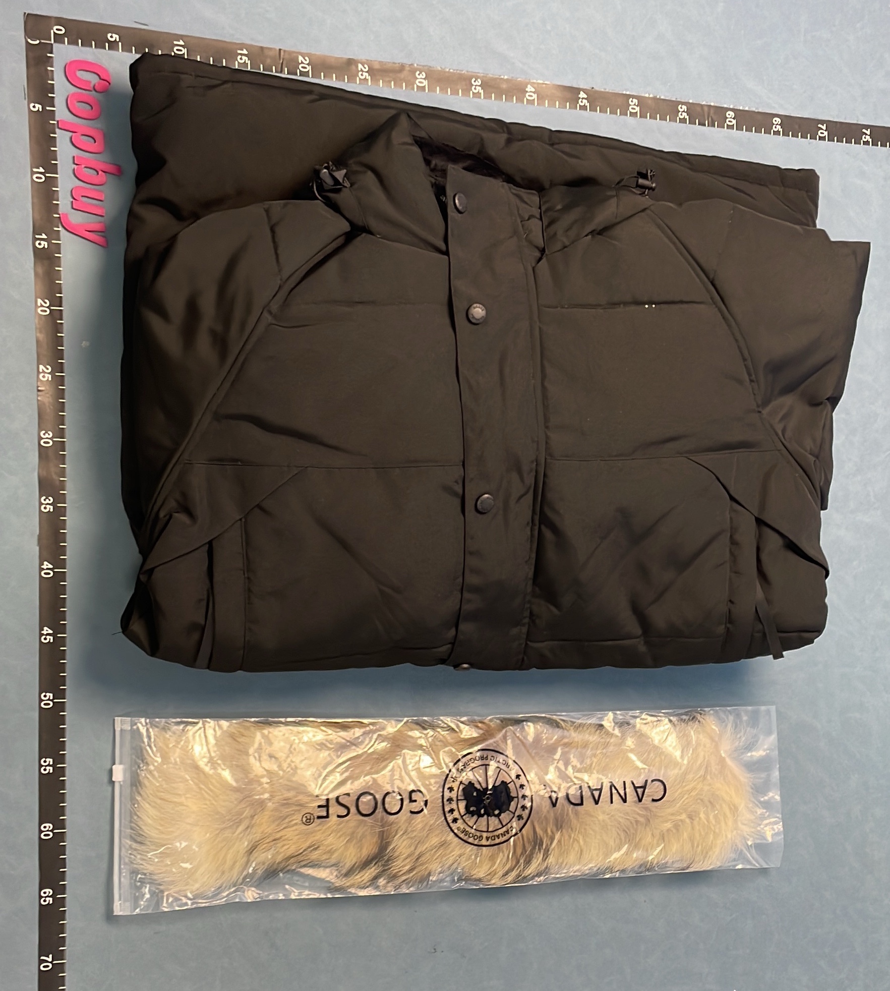 Canada Goose Gray Parka Winter Jacket with Hood and Logo Patch