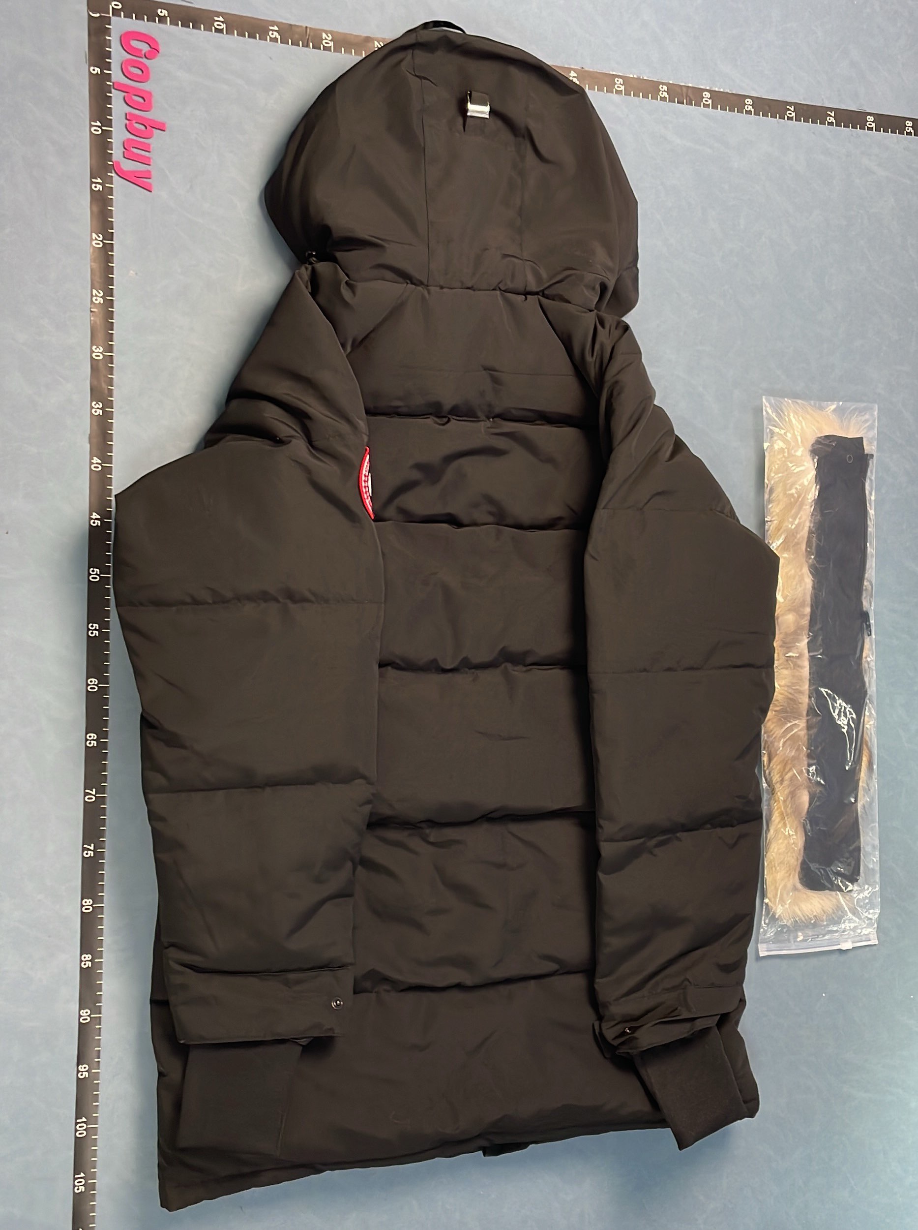 Canada Goose Gray Parka Winter Jacket with Hood and Logo Patch
